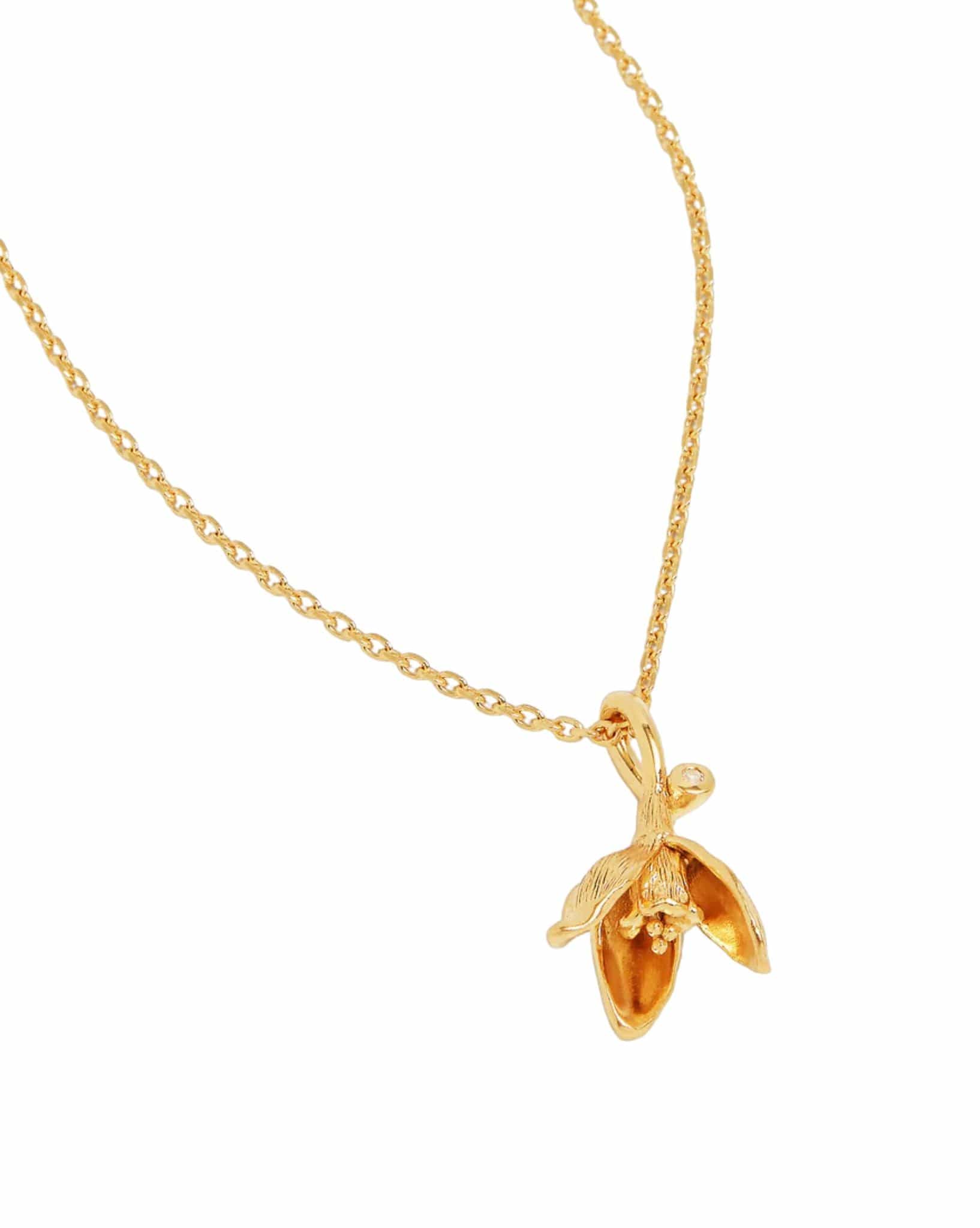 By Charlotte 18k Gold Vermeil Birth Flower Necklace - Snowdrop January