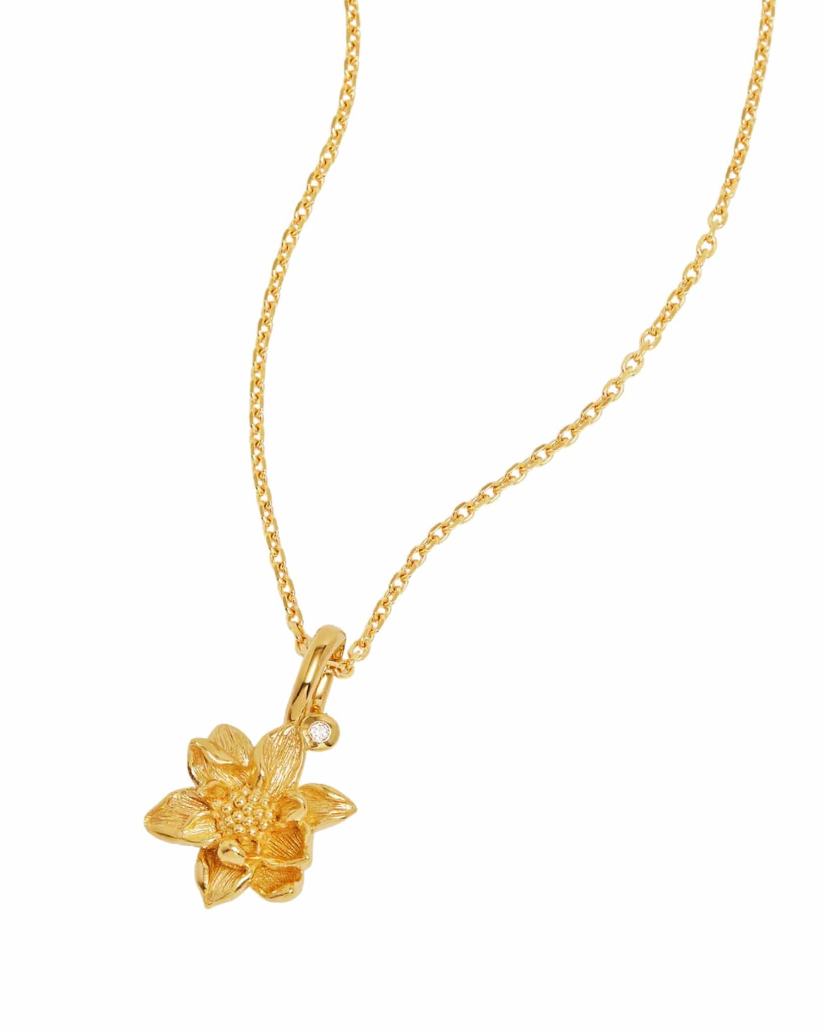 By Charlotte 18k Gold Vermeil Birth Flower Necklace - Water Lily July