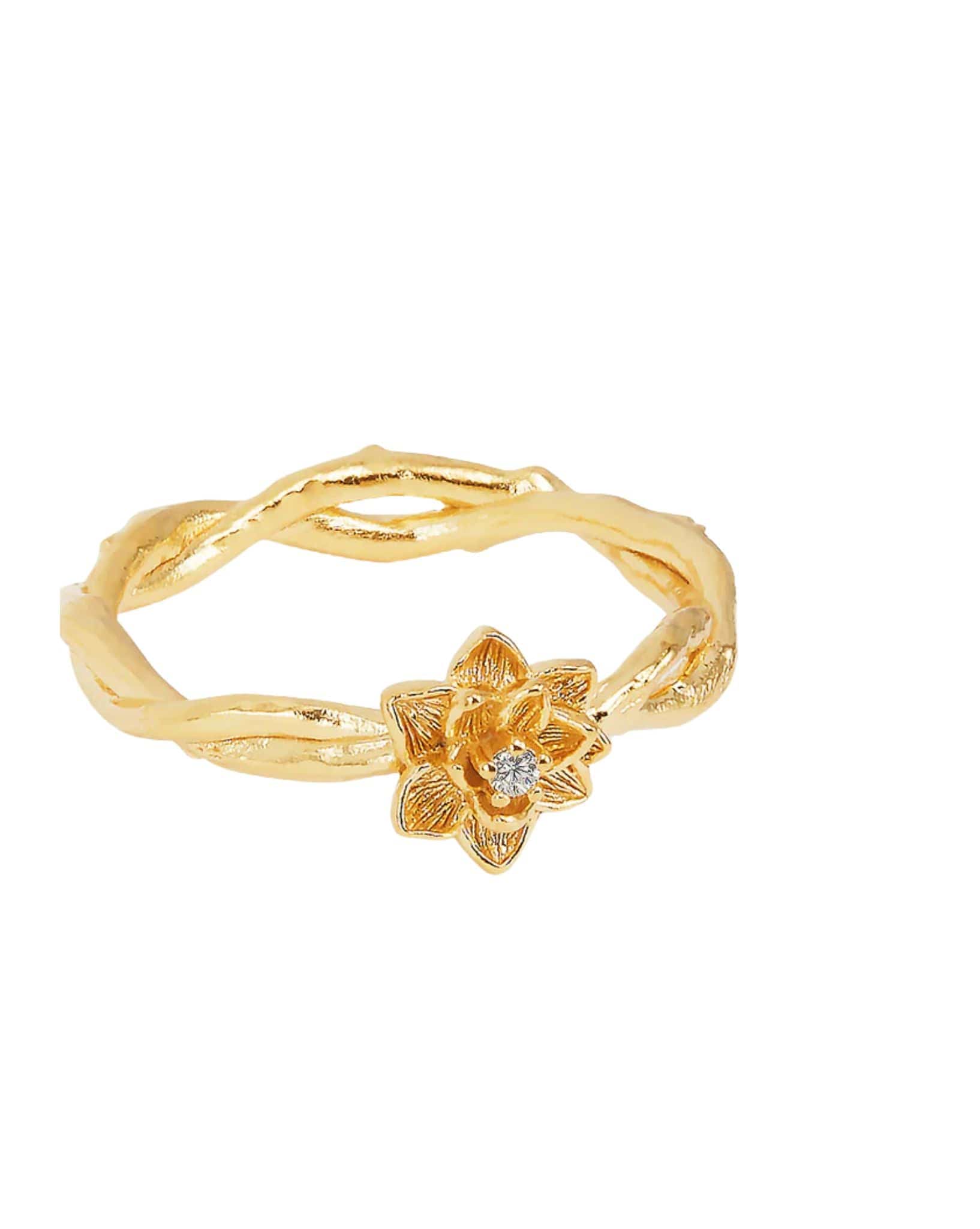 By Charlotte 18k Gold Vermeil Bloom Within Lotus Ring