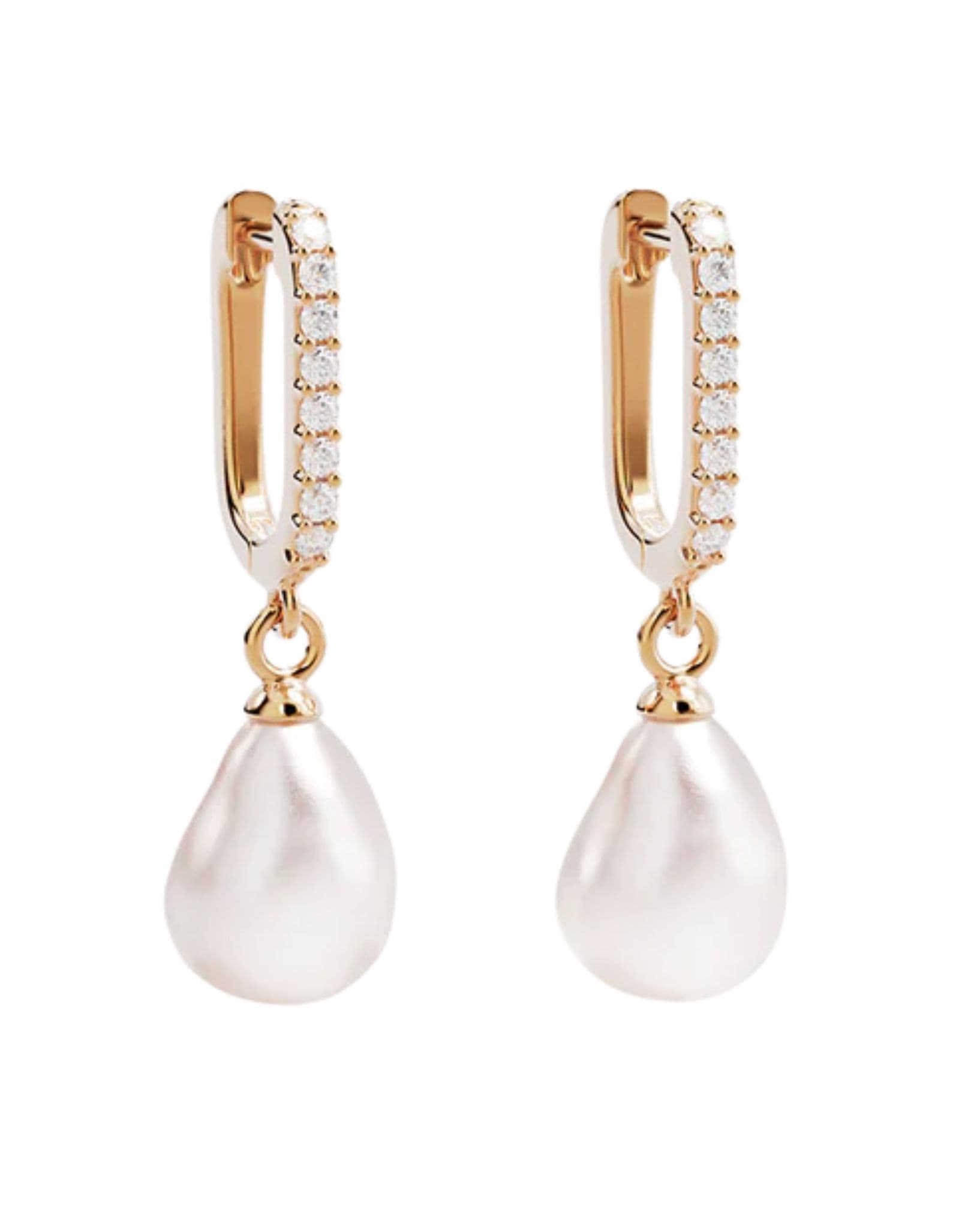 By Charlotte 18k Gold Vermeil - Love With Grace Lab-Grown Diamond Pearl Hoop