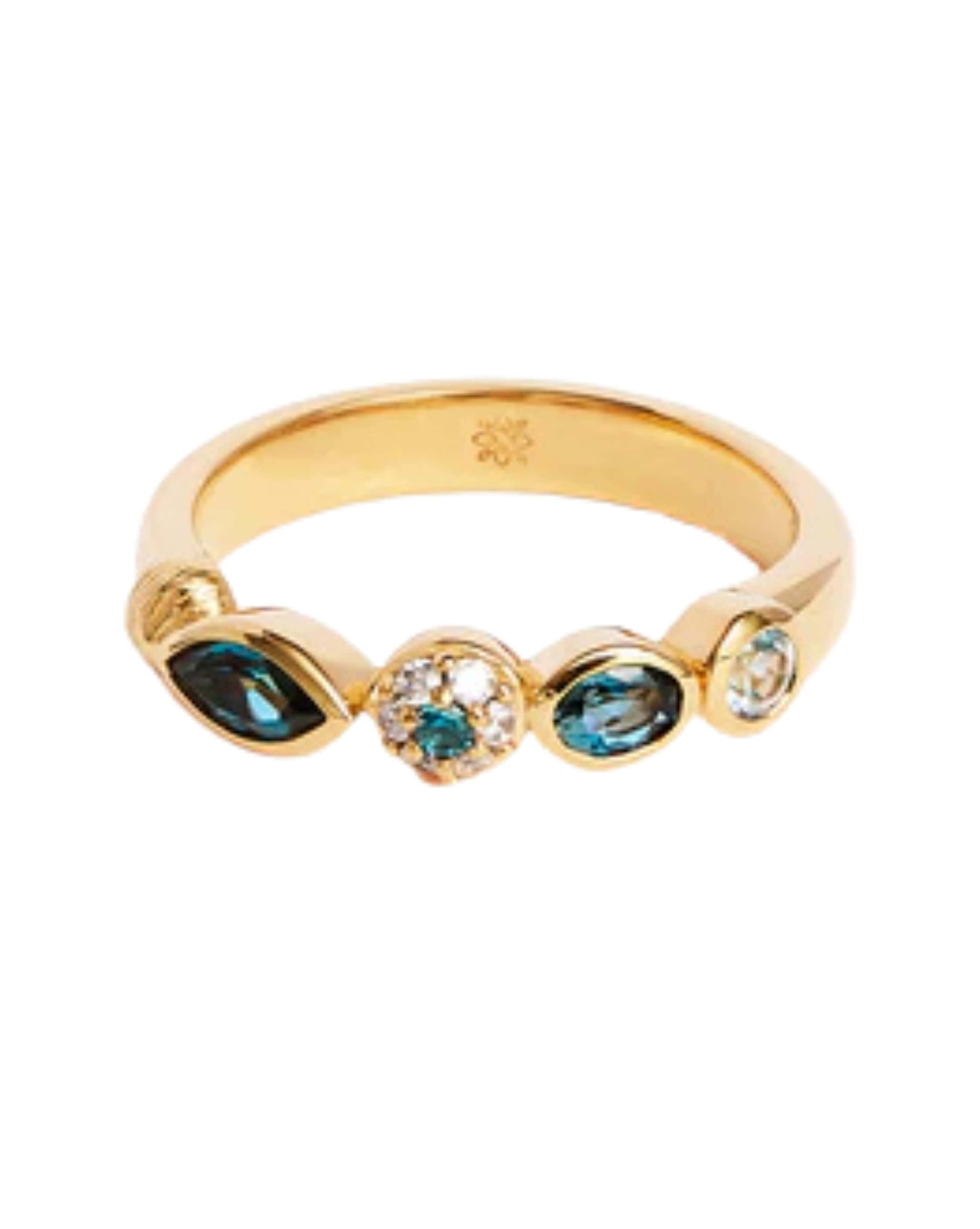 By Charlotte 18k Gold Vermeil Protection of Eye Topaz Ring
