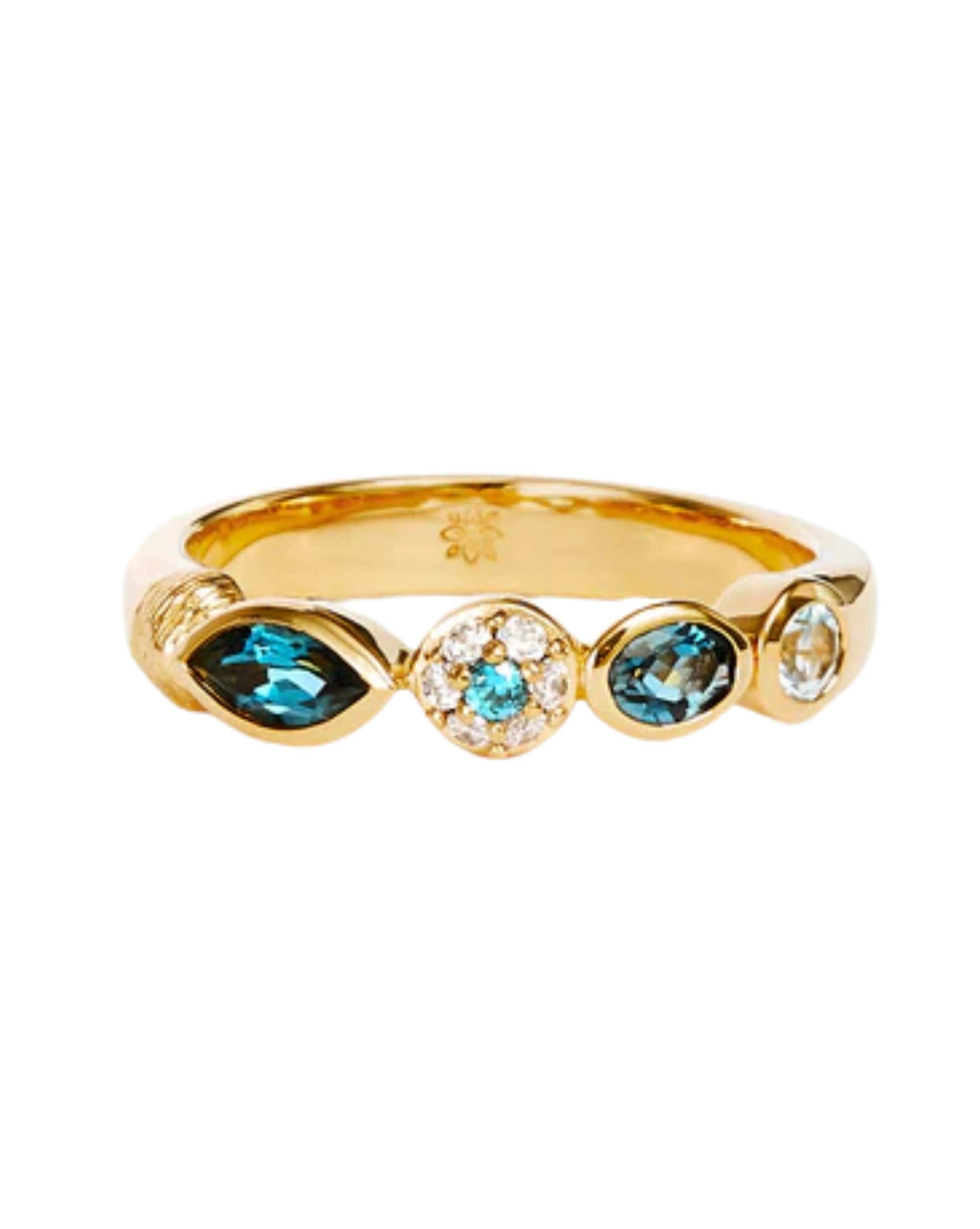 By Charlotte 18k Gold Vermeil Protection of Eye Topaz Ring