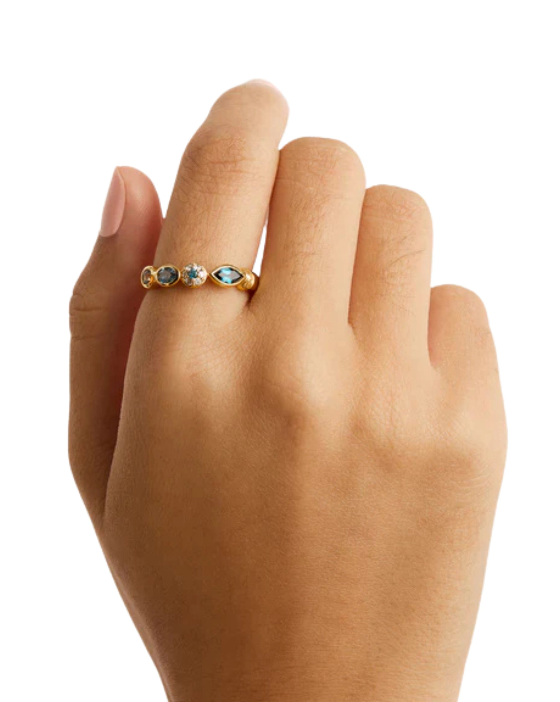 By Charlotte 18k Gold Vermeil Protection of Eye Topaz Ring