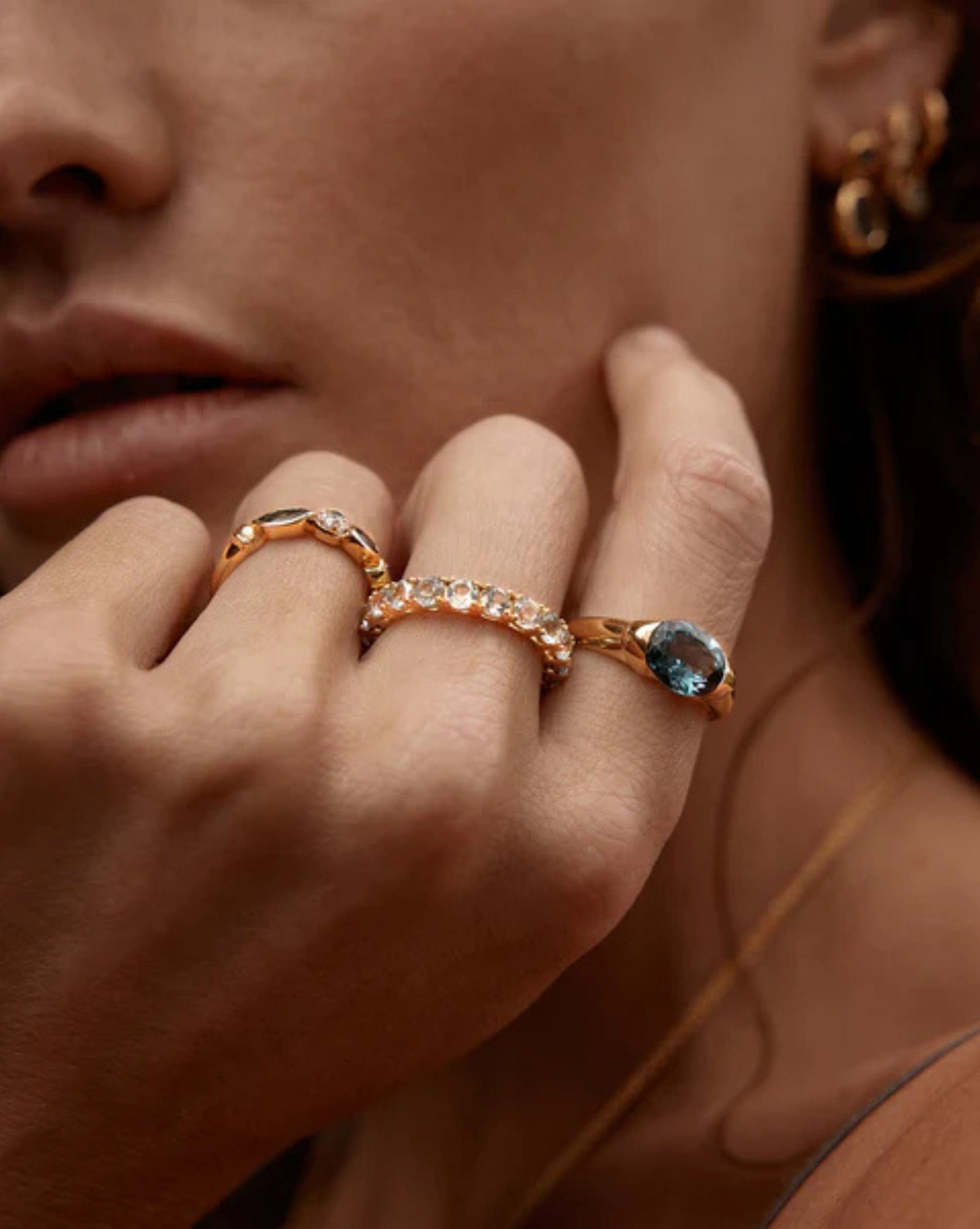 By Charlotte 18k Gold Vermeil Protection of Eye Topaz Ring