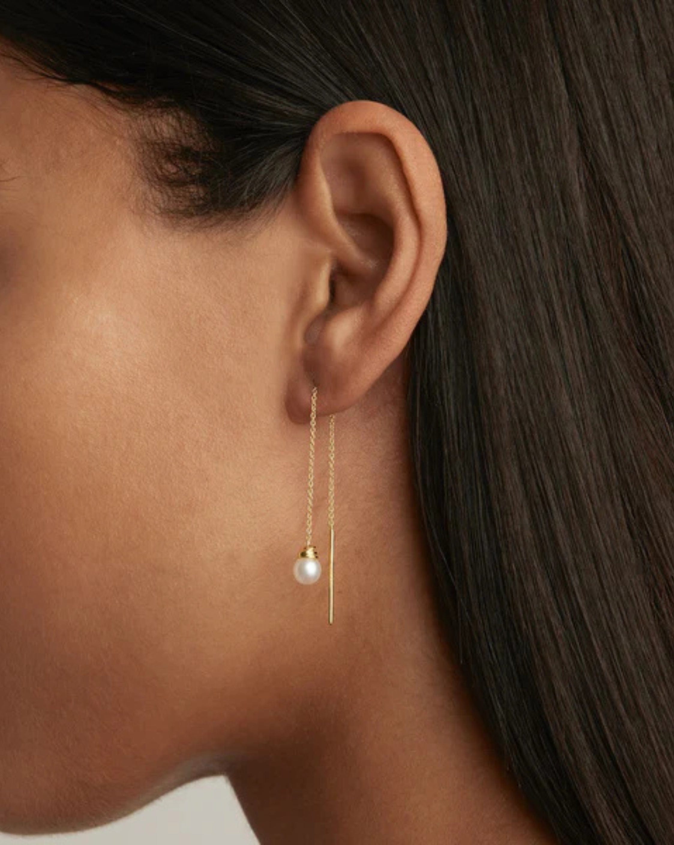 By Charlotte 18k Gold Vermeil Whispers of Tranquillity Pearl Thread Earrings