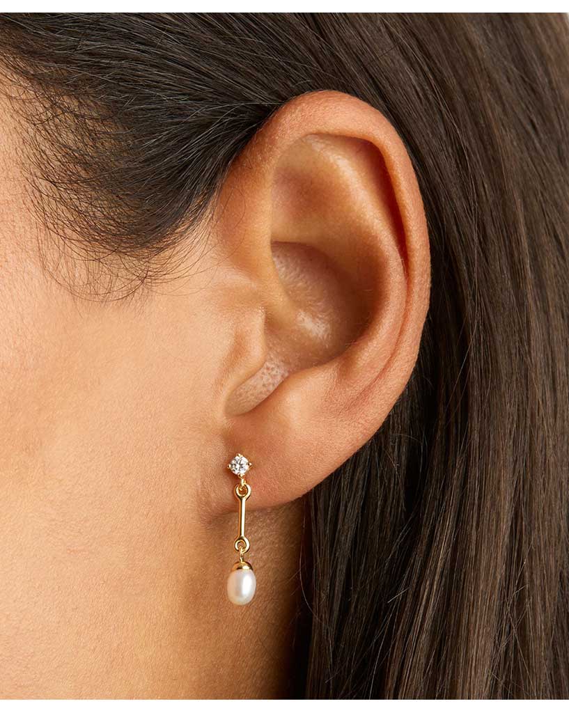 By Charlotte Gold Embrace Stillness Pearl Drop Earrings