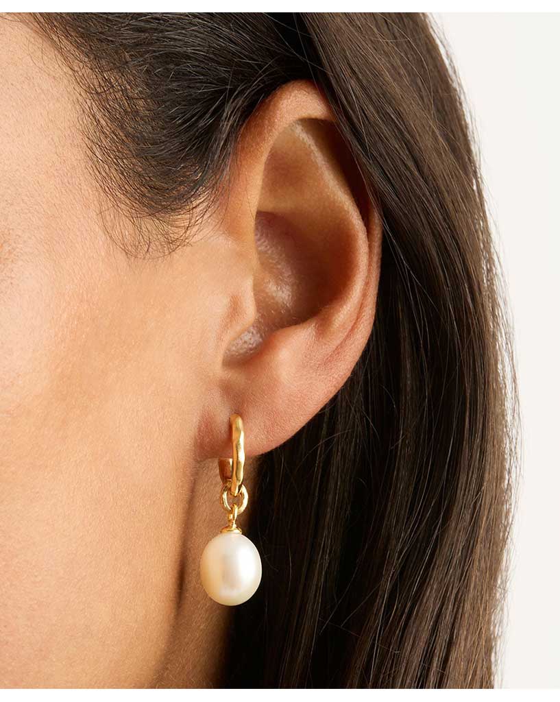 By Charlotte Gold Embrace Stillness Pearl Hoops