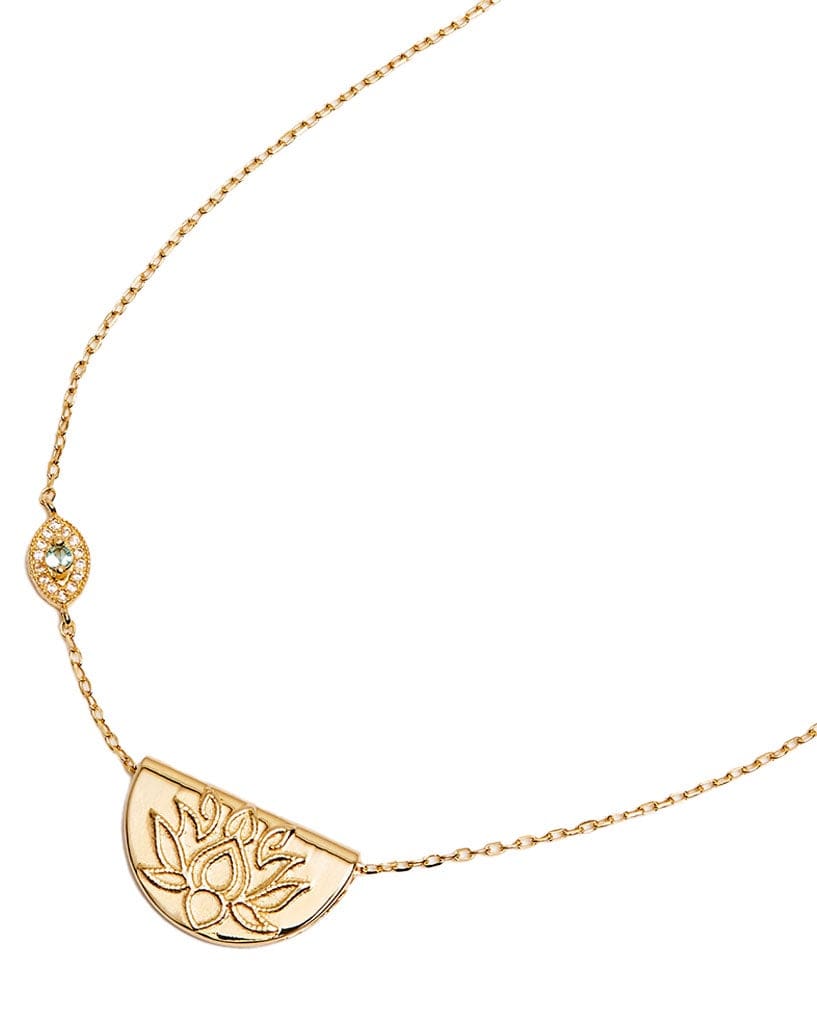By Charlotte Gold Eye Of Peace Lotus Necklace