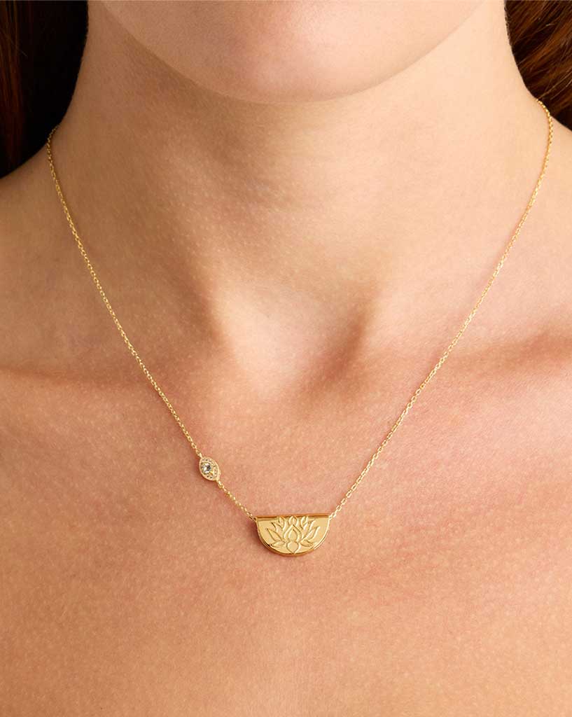 By Charlotte Gold Eye Of Peace Lotus Necklace