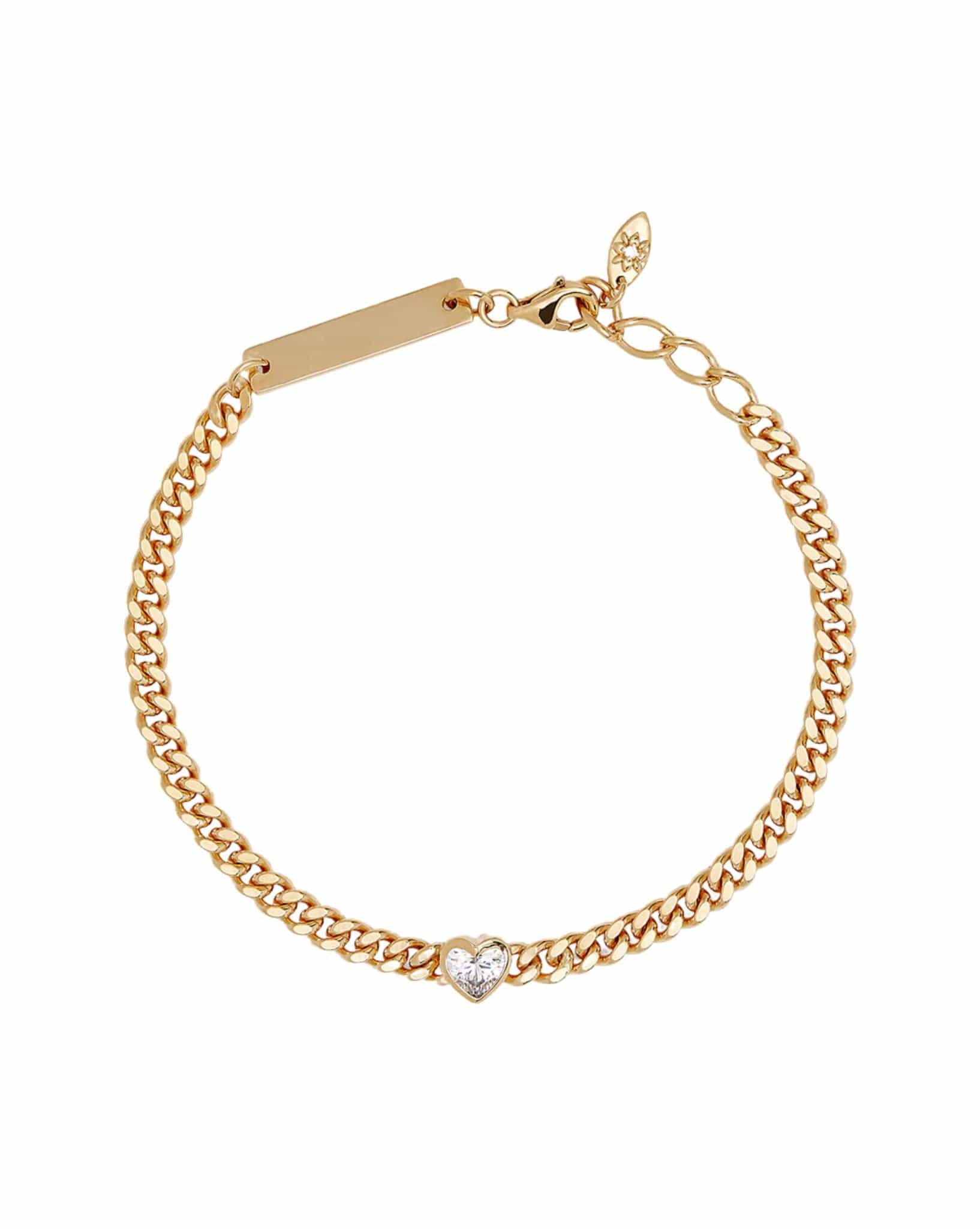 By Charlotte Gold Radiant Heart Engravable Curb Bracelet