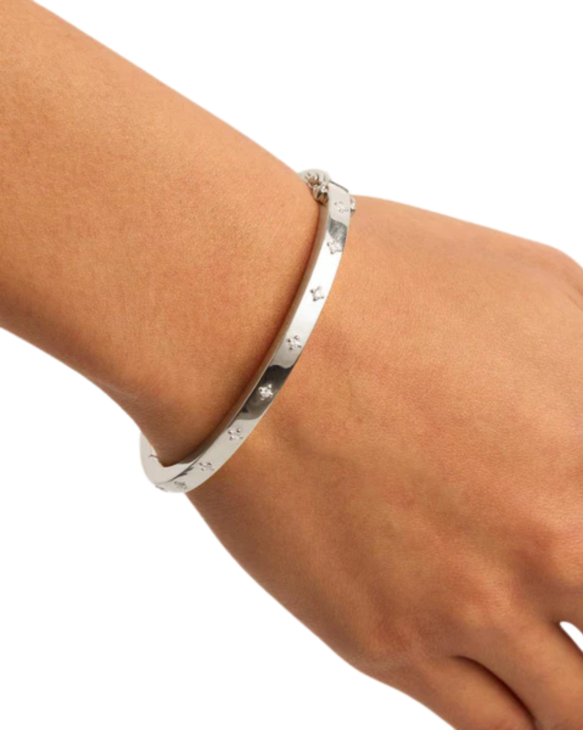 By Charlotte Sterling Silver Live in Love Hinged Bracelet