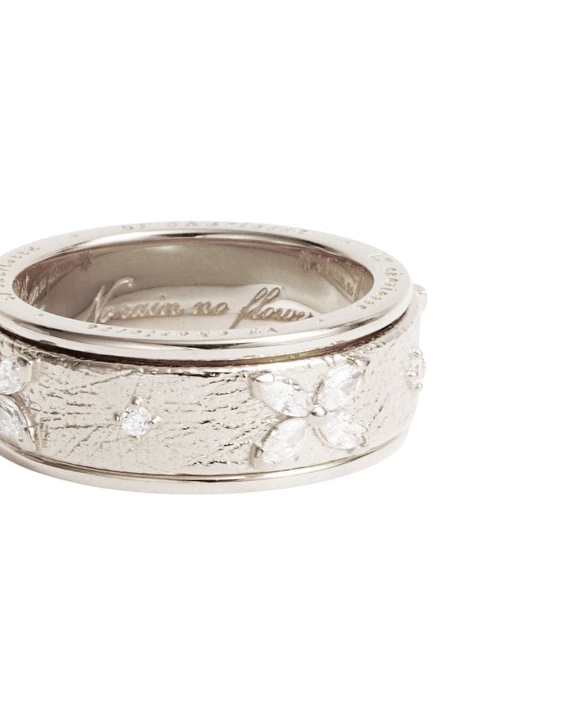 By Charlotte Sterling Silver No Rain, No Flowers Spinning Meditation Ring
