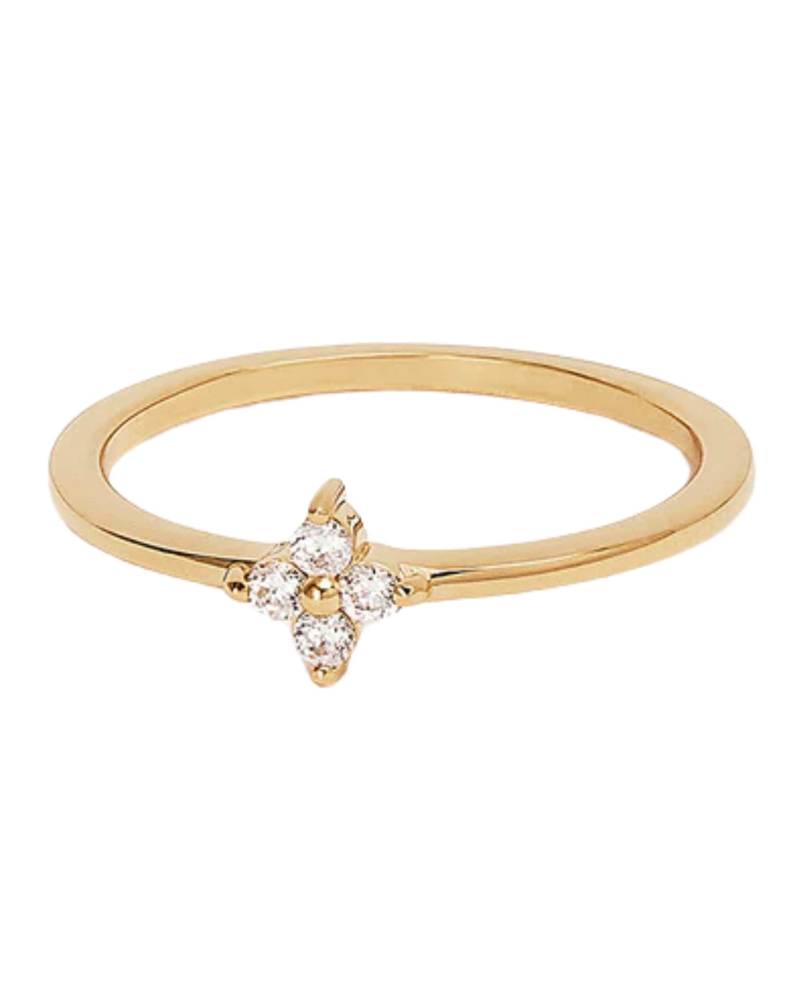 By Charlotte Womens Gold Crystal Bloom Ring