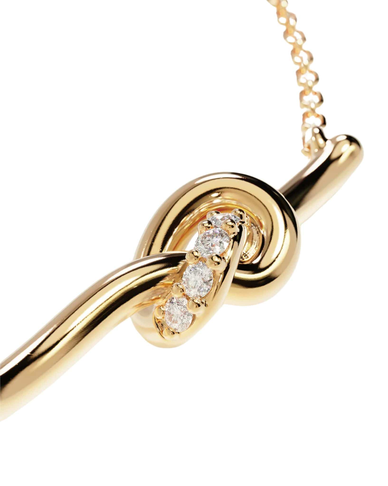 By Charlotte Womens Gold Love Knot Diamond Necklace