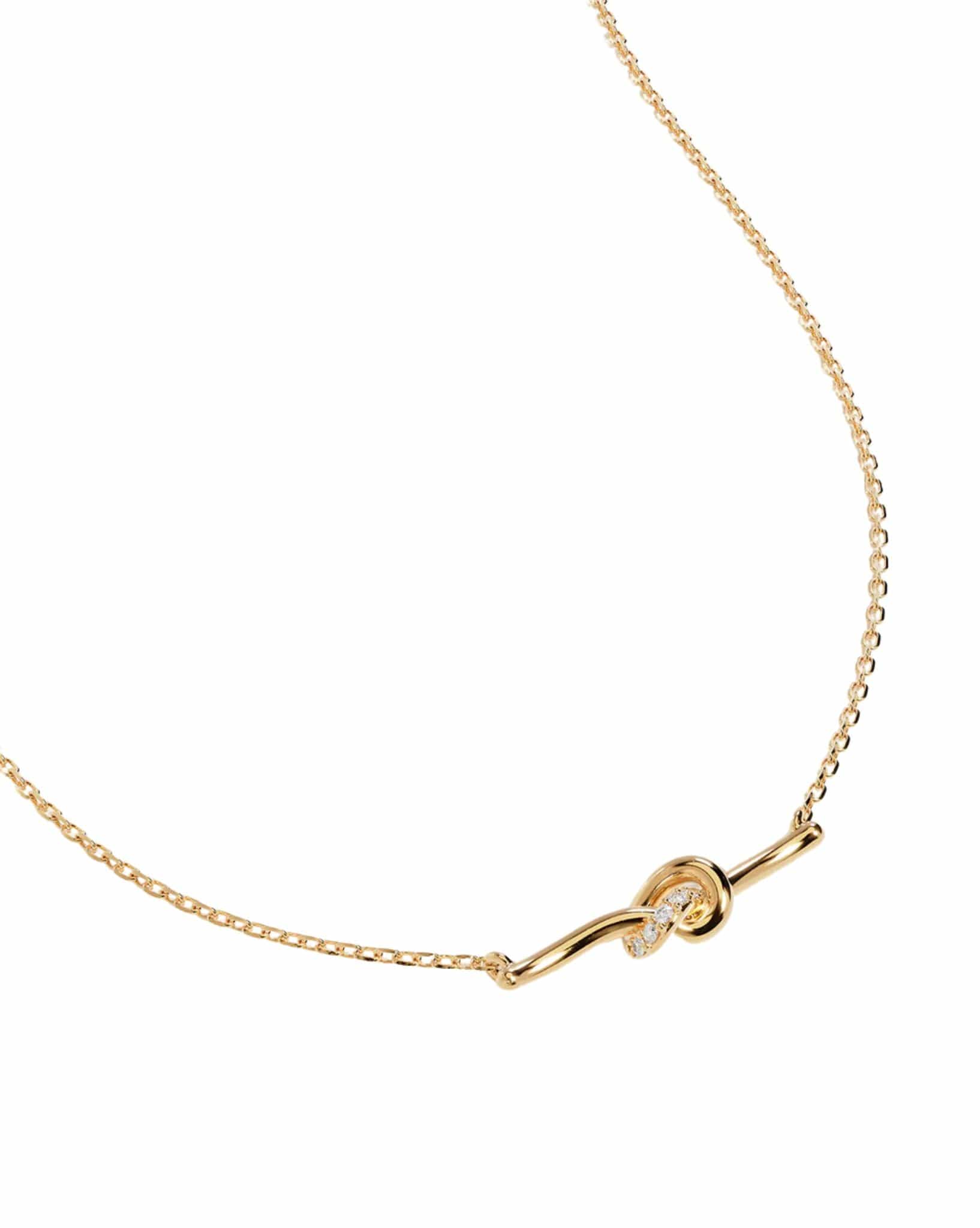 By Charlotte Womens Gold Love Knot Diamond Necklace