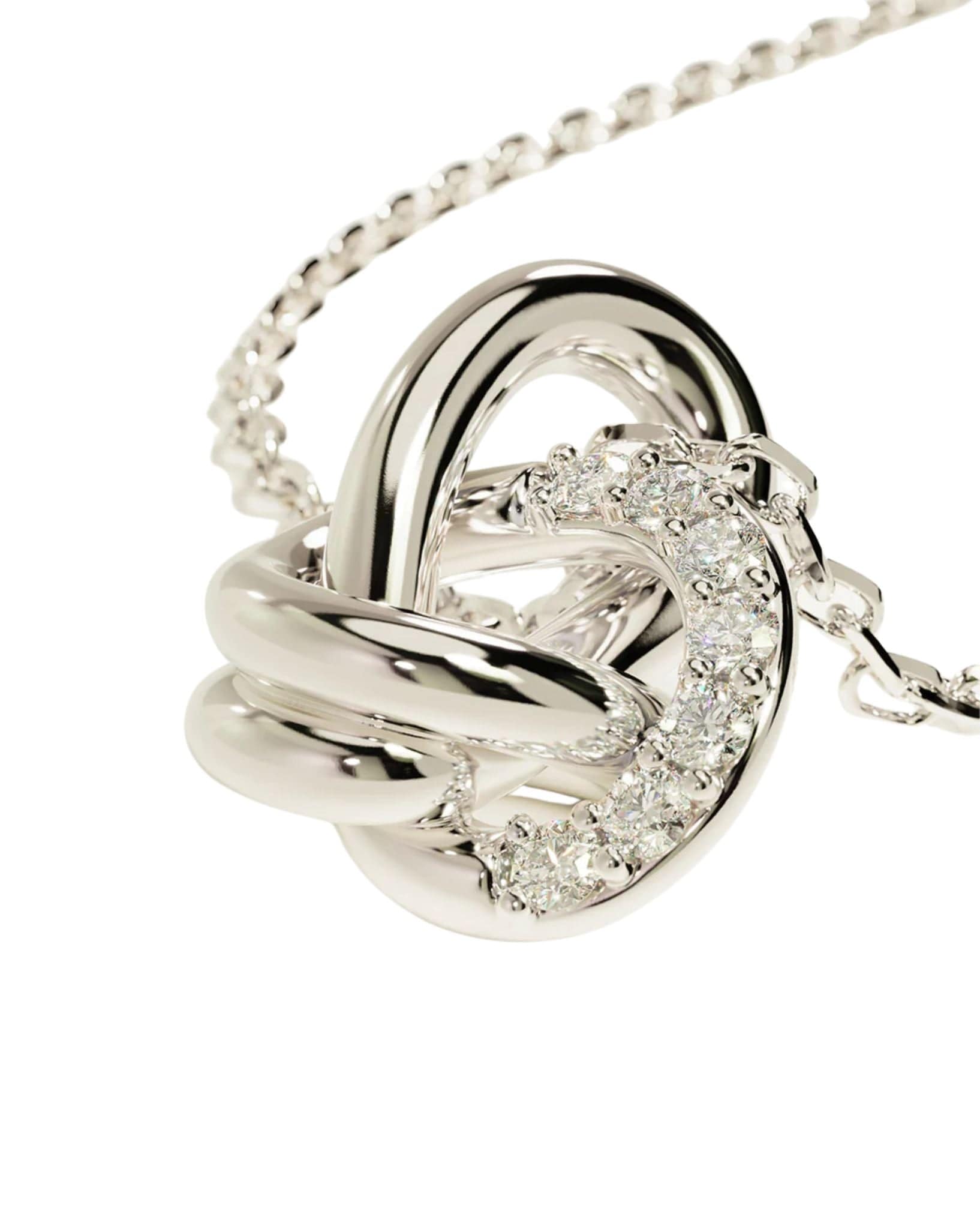 By Charlotte Womens Silver Endless Knot Diamond Necklace