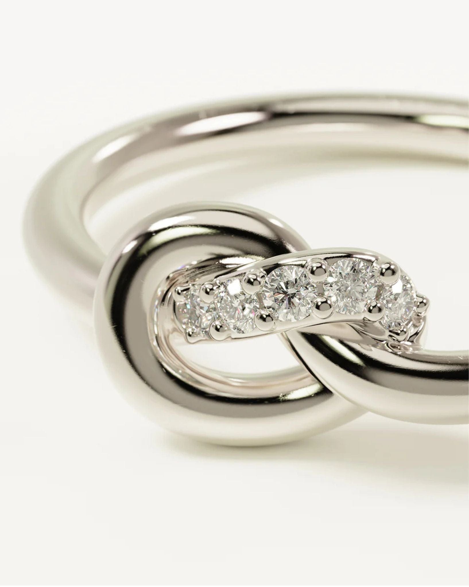 By Charlotte Womens Silver Love Knot Diamond Ring