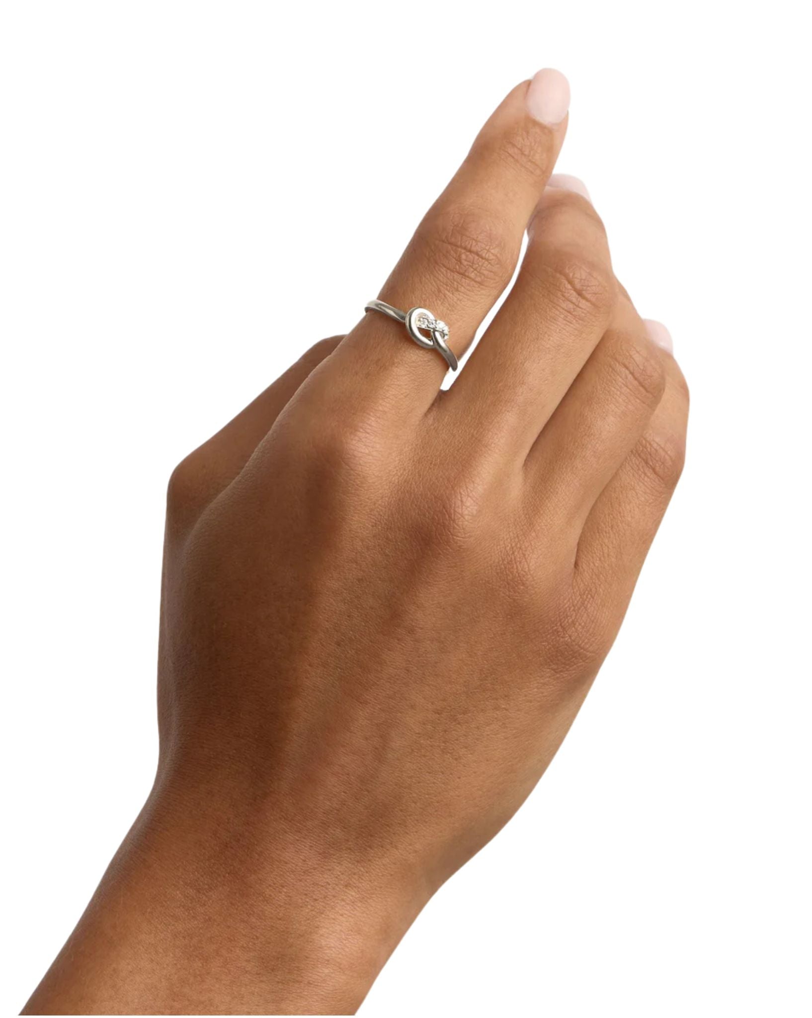 By Charlotte Womens Silver Love Knot Diamond Ring