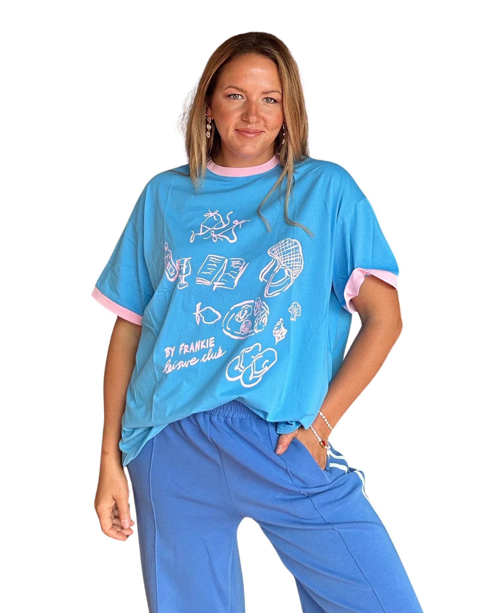 By Frankie Blue/Pink Leisure Club T-shirt