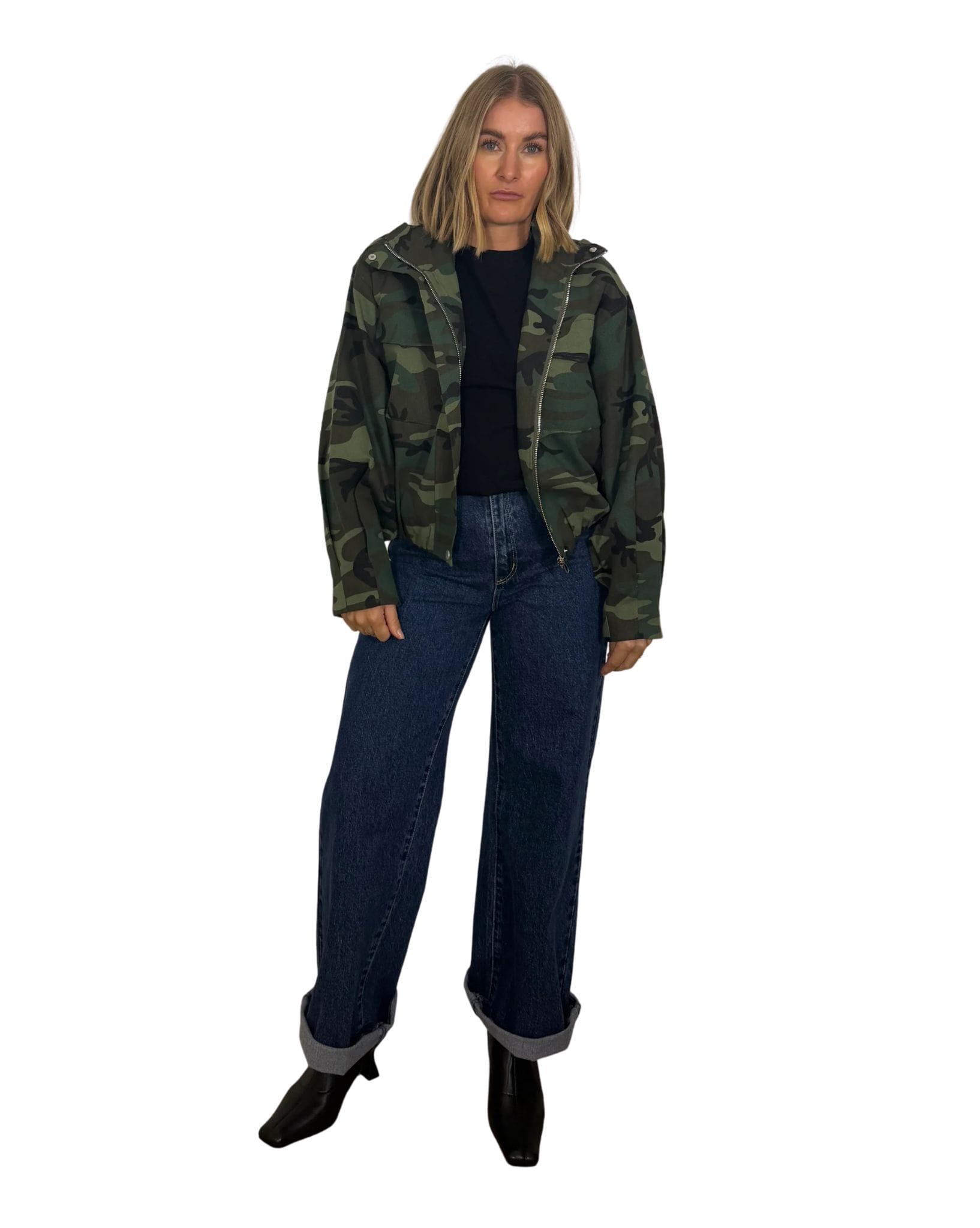 By Frankie Camo Bomber Jacket With Pink Lining