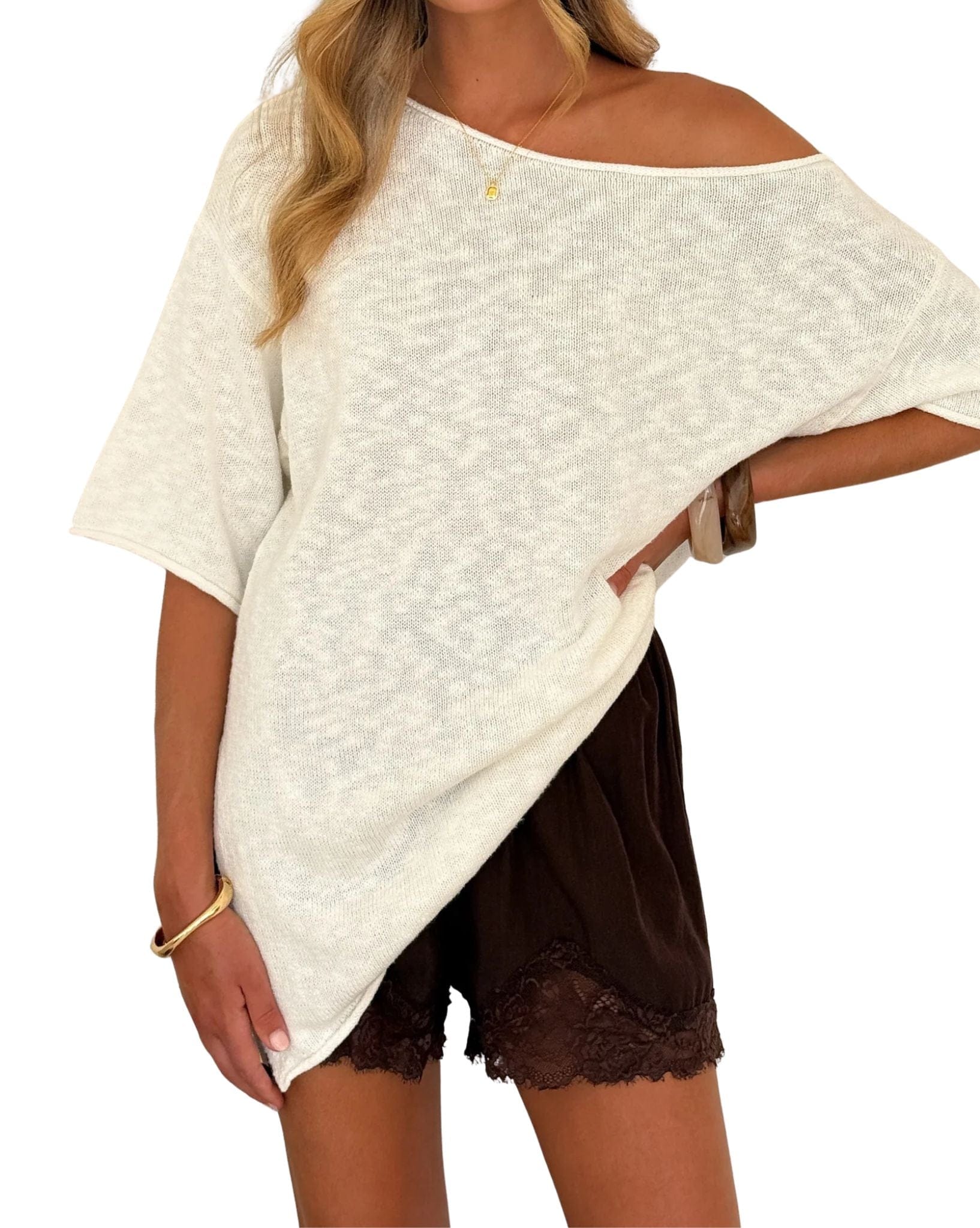 By Frankie Chocolate Lace Shorts