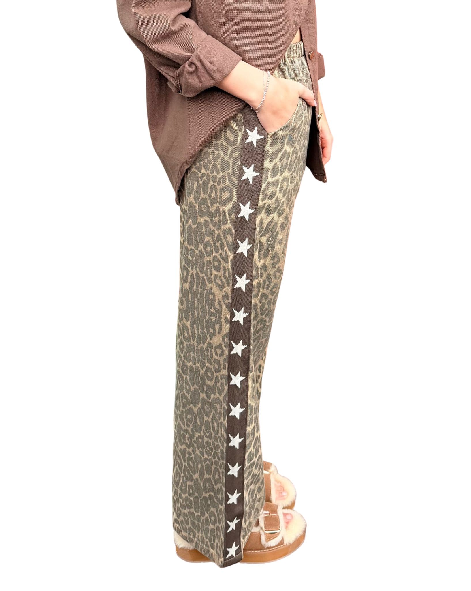 By Frankie Leopard Brown Star Pants