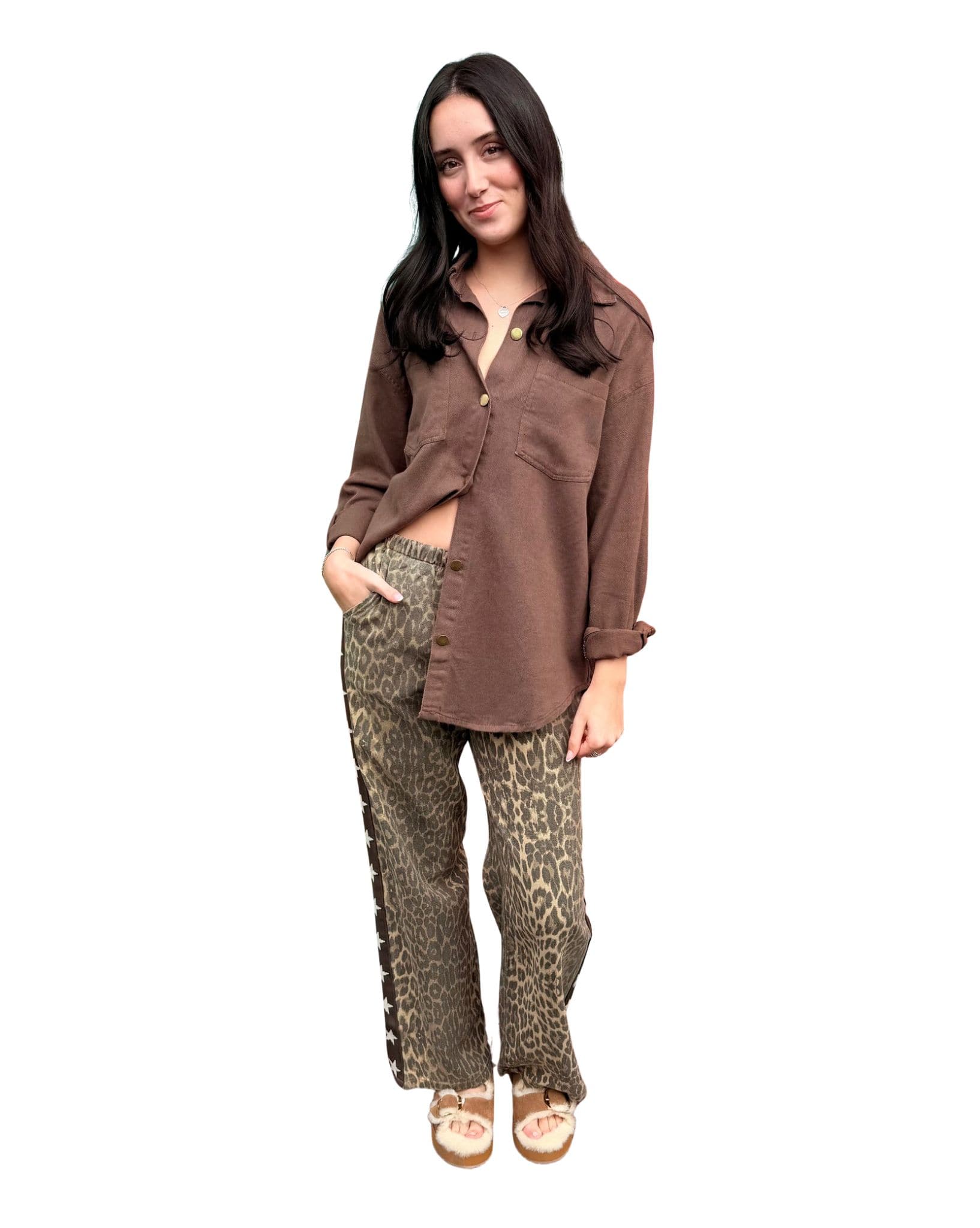 By Frankie Leopard Brown Star Pants