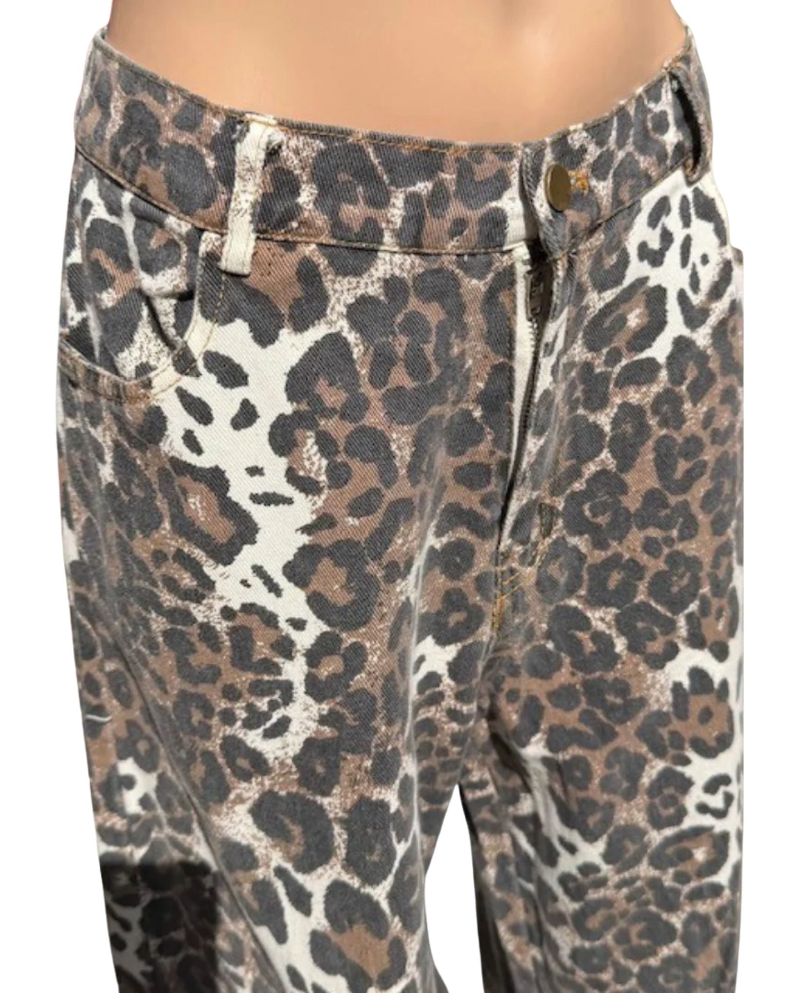 By Frankie Multi Leopard Barrel Denim Jean