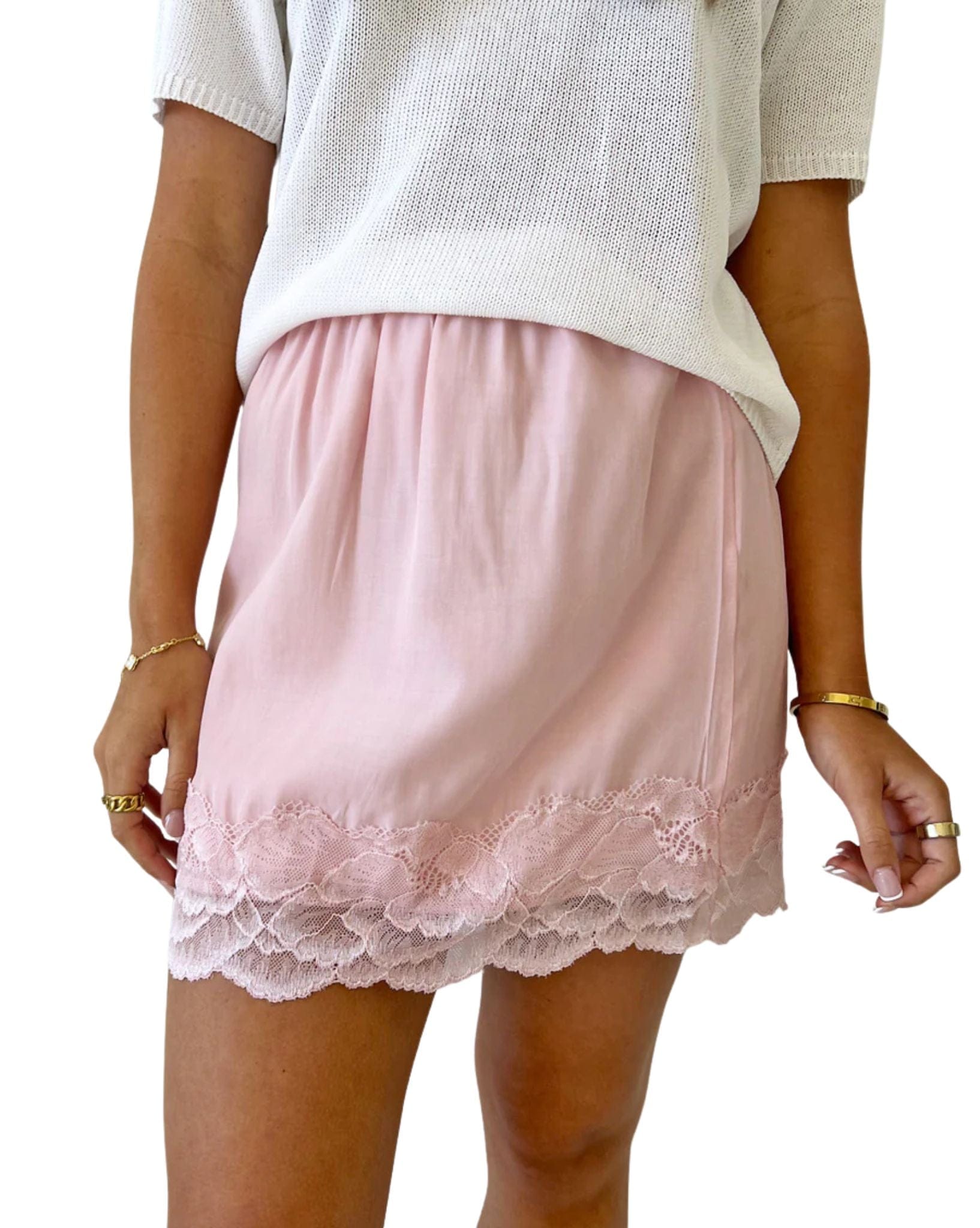 By Frankie Satin Lace Skirt