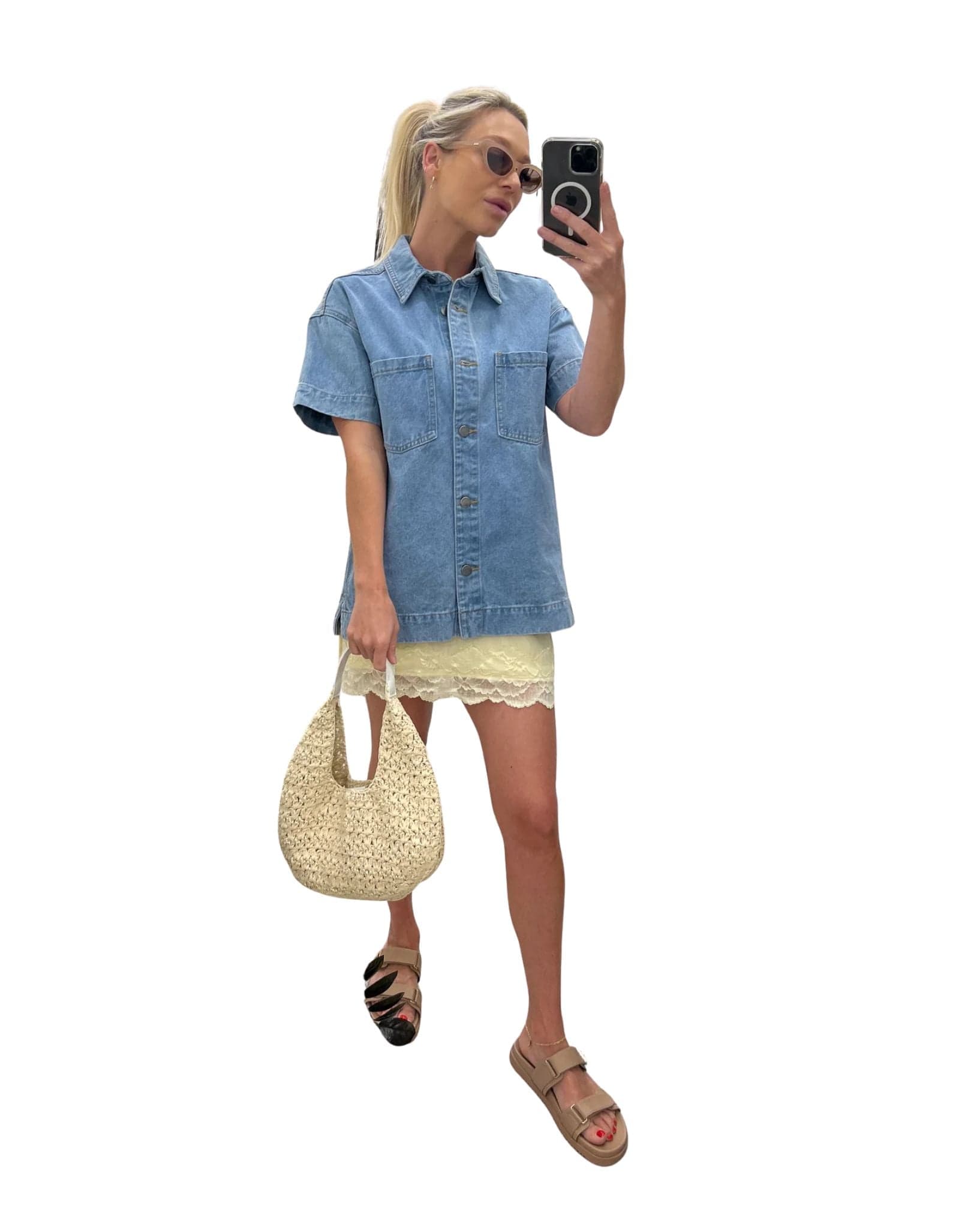 By Frankie Satin Lace Skirt