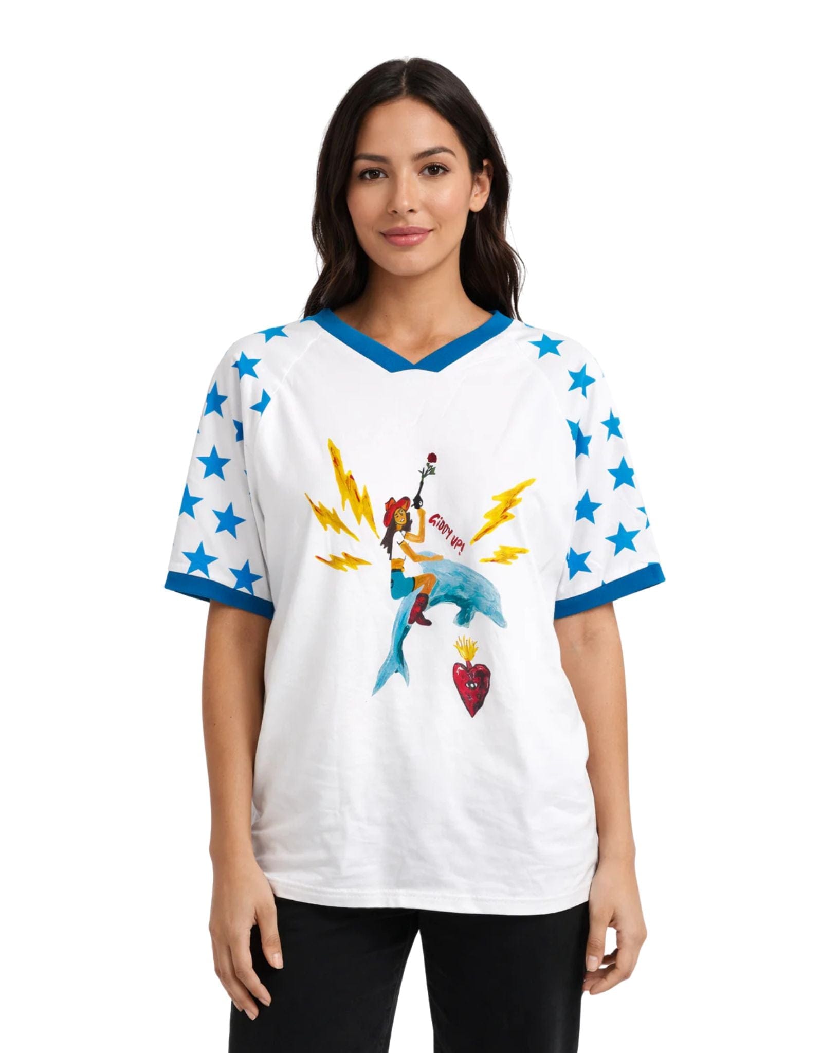 By Frankie White/Blue Giddy Up T-Shirt