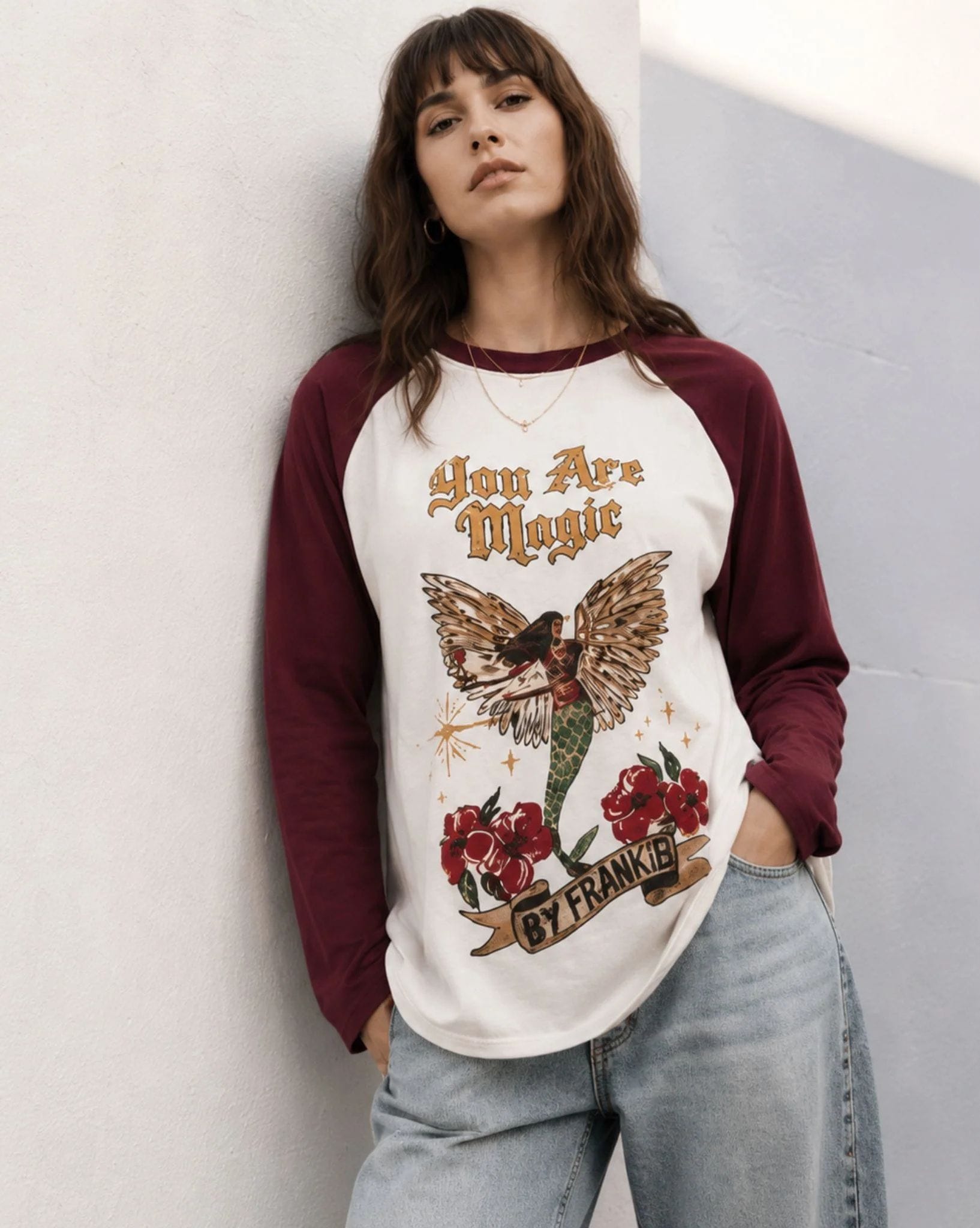 By Frankie White/Burgundy You Are Magic Raglan Tee