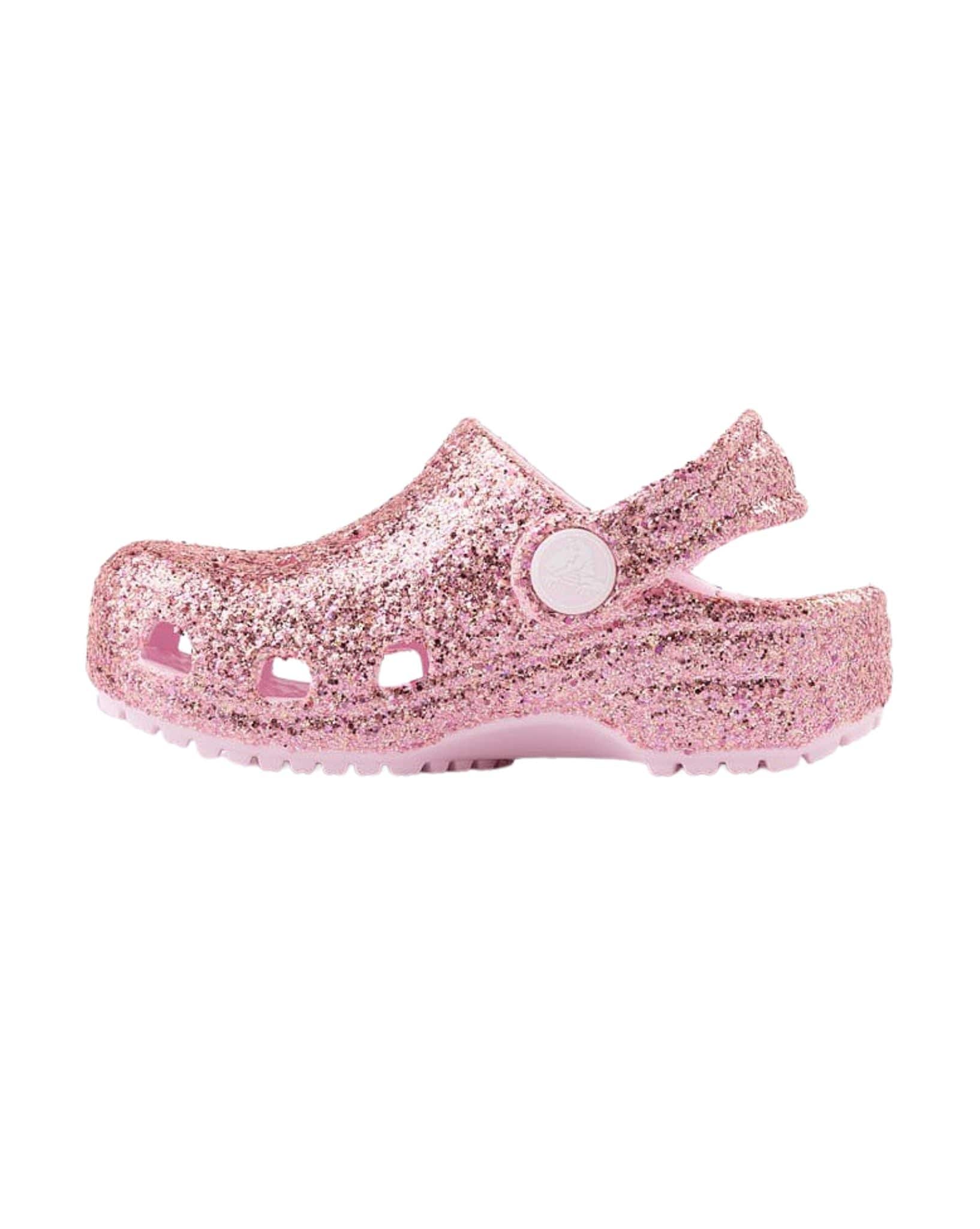 Crocs Classic Chunky Glitter Clog Toddler- Pink Milk