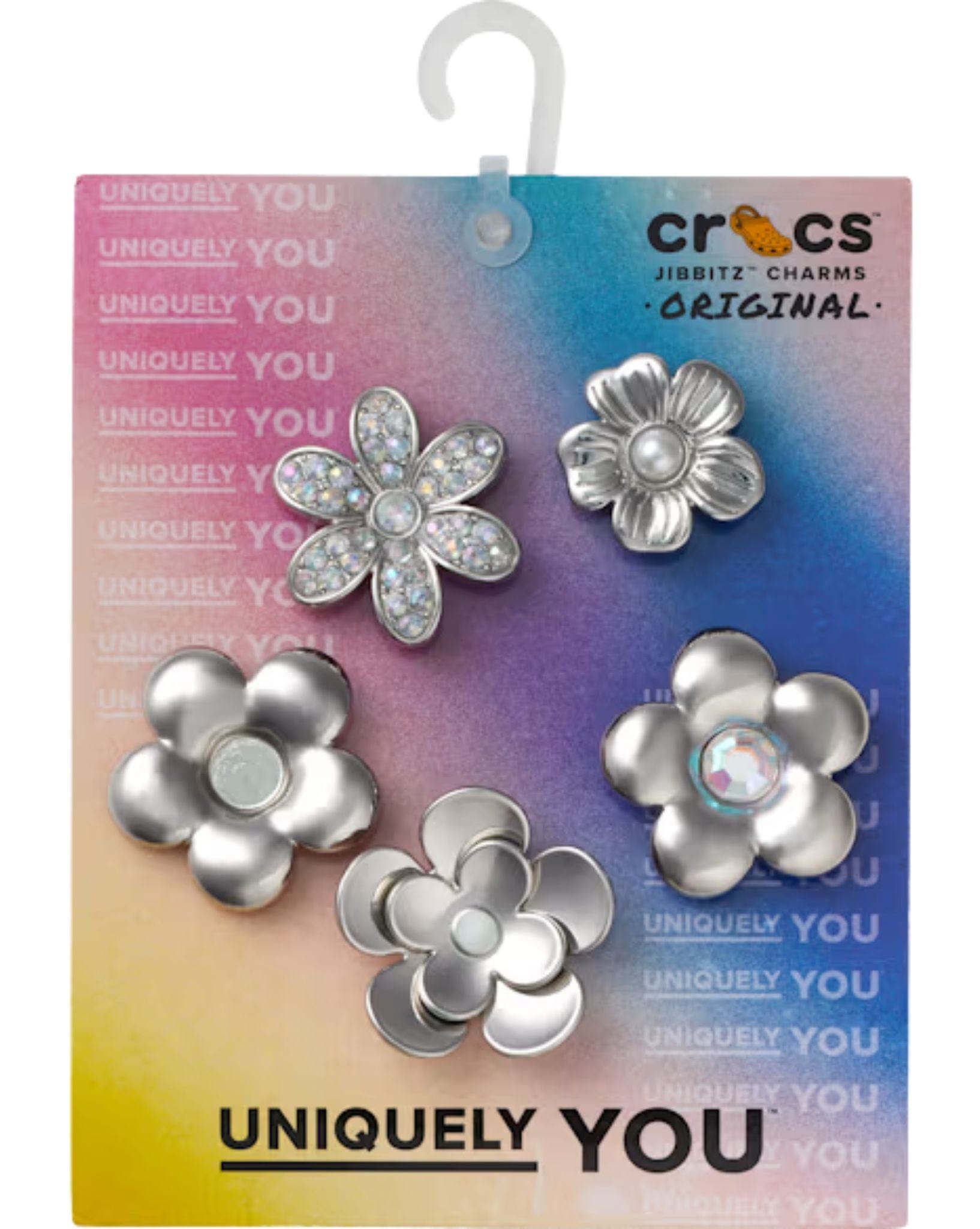 Crocs Crocs Jibbitz - Monochrome Silver Flowers
