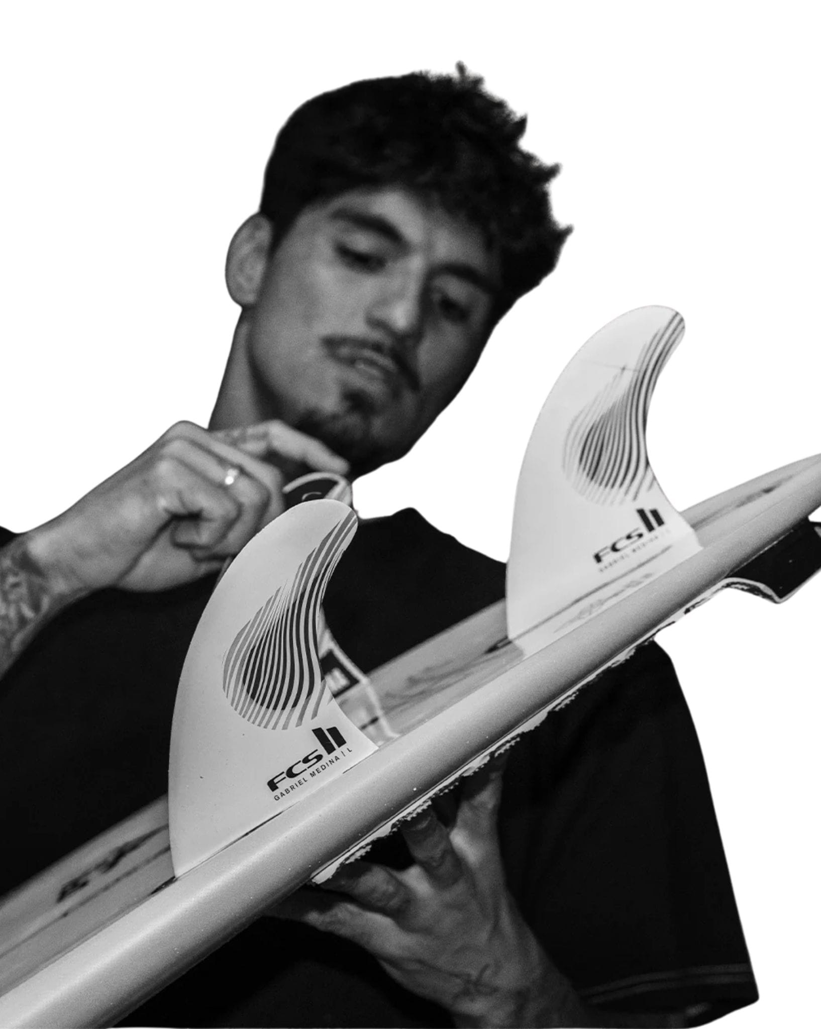 FCS FCS II Gabriel Medina PC Tri Fins Black/White