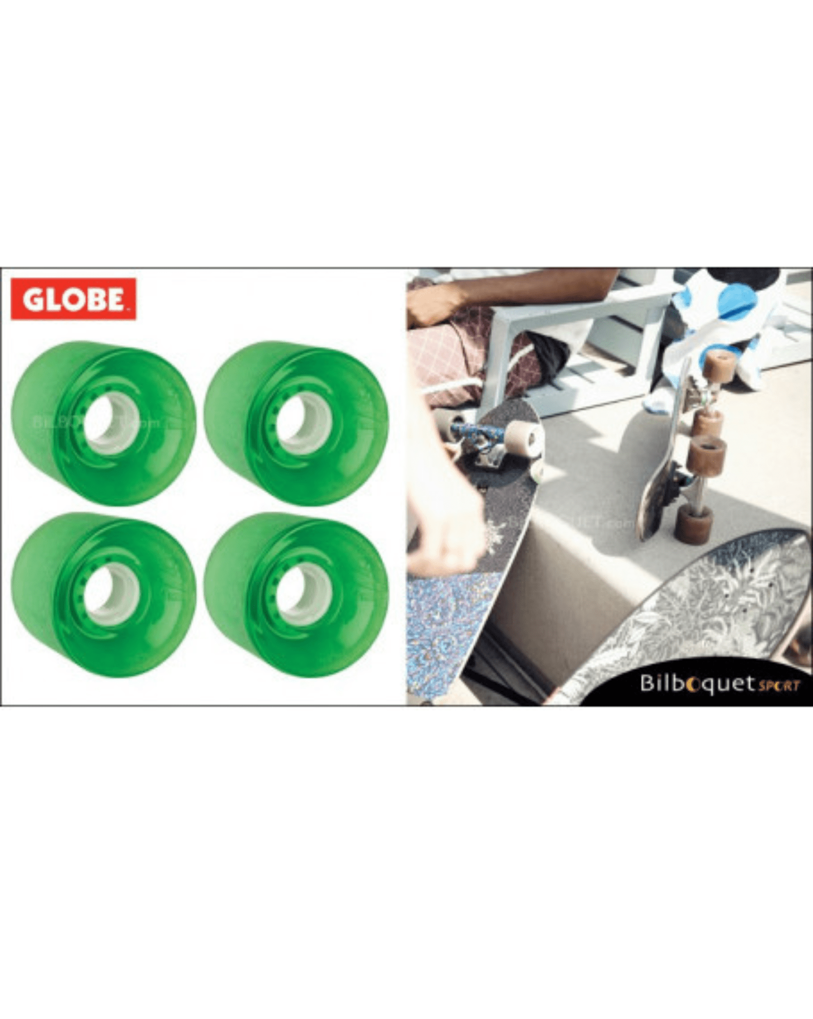 Globe Bantam Wheel Set PK 4- 62 Clear Kelly Green One