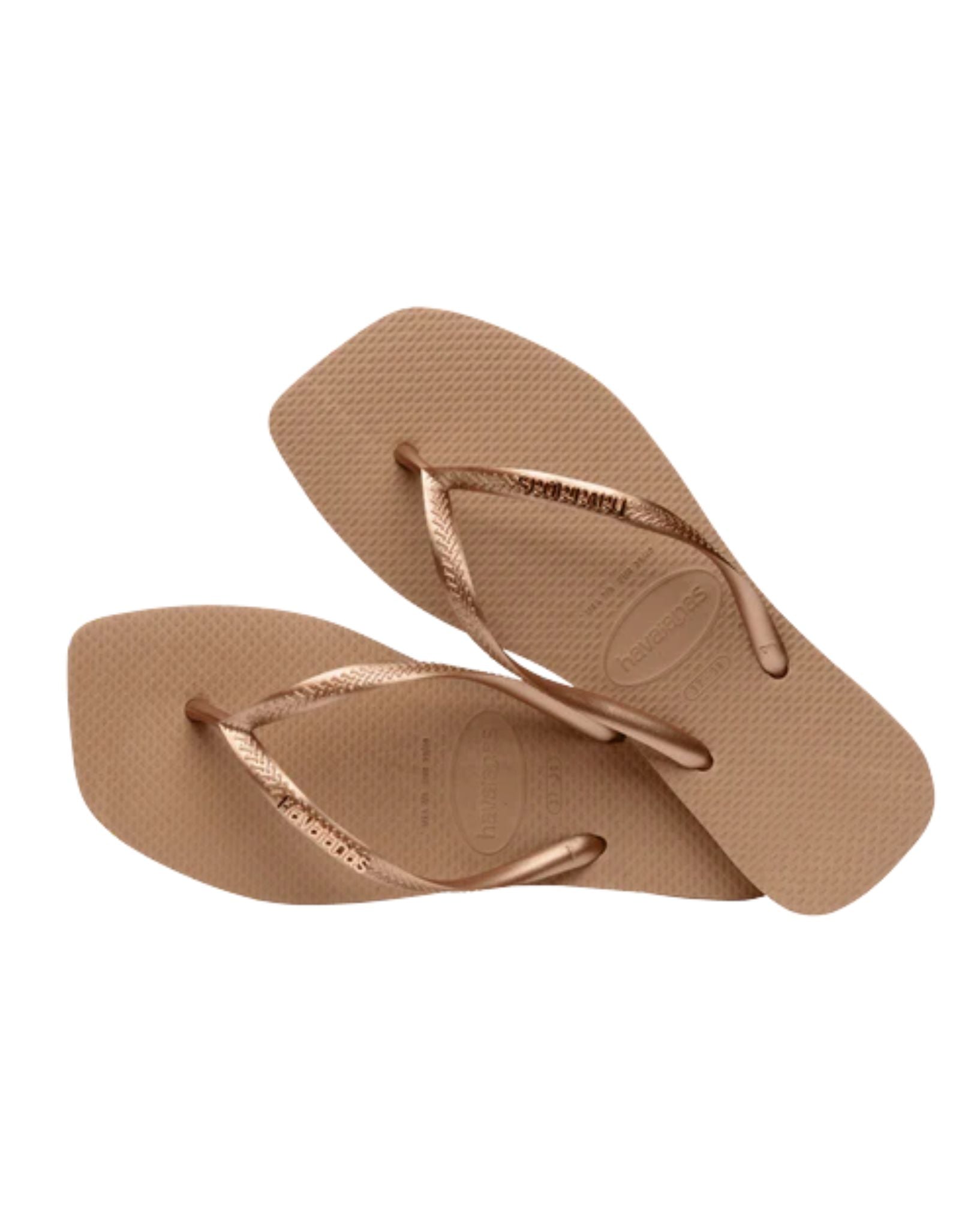 Havaianas Slim Square Logo - Mettalic Rose Gold
