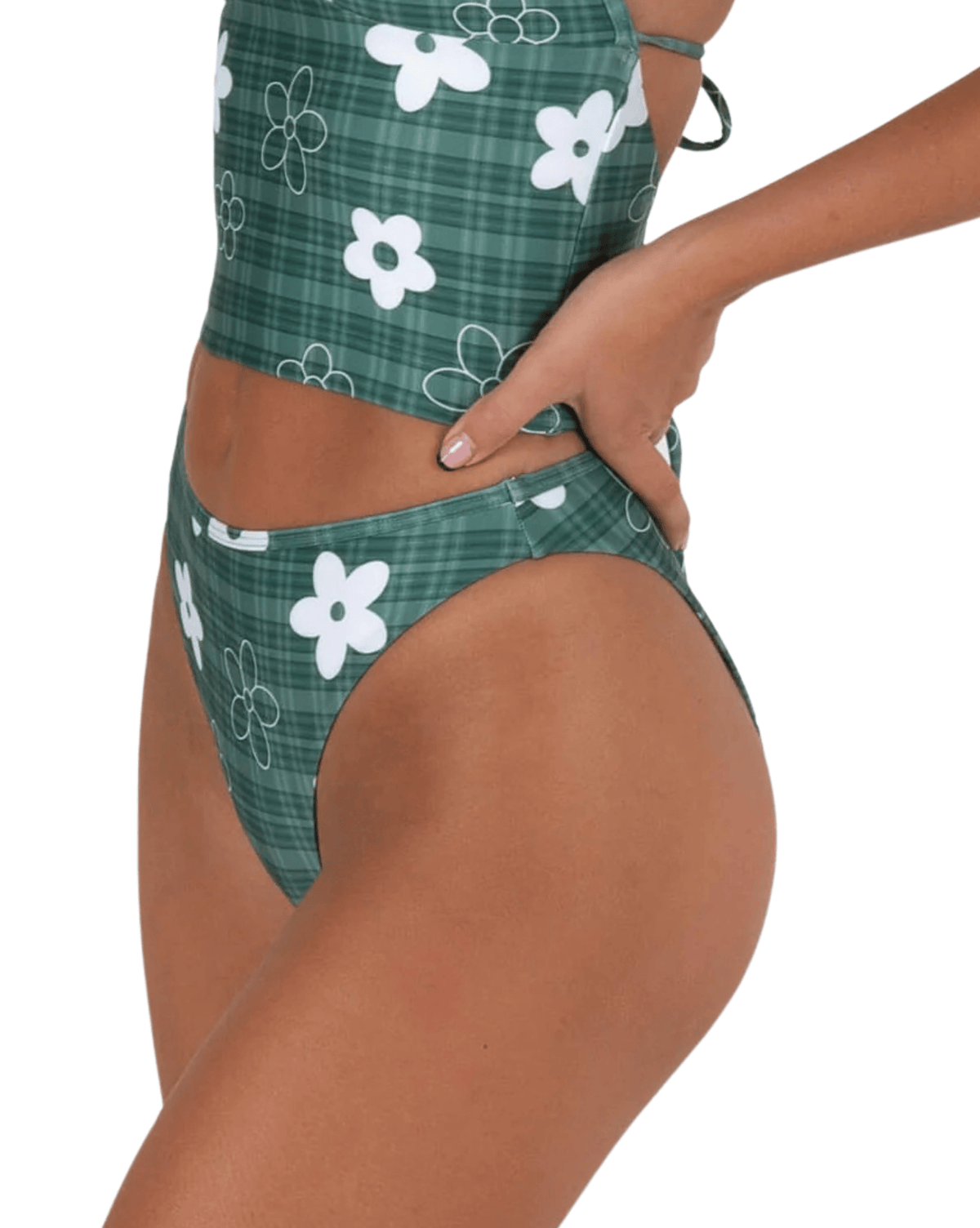 Inner Relm Womens Bikini Bottoms Inner Relm Smoochie Bikini Bottoms - Gingham Green
