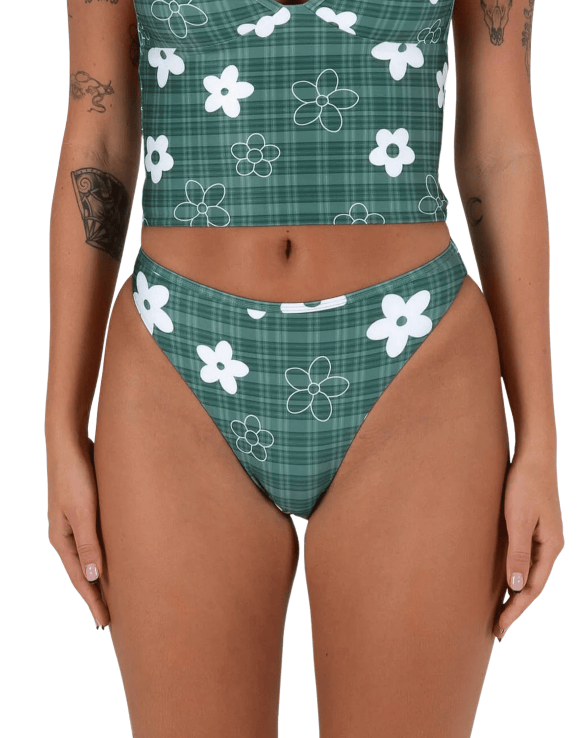 Inner Relm Womens Bikini Bottoms Inner Relm Smoochie Bikini Bottoms - Gingham Green