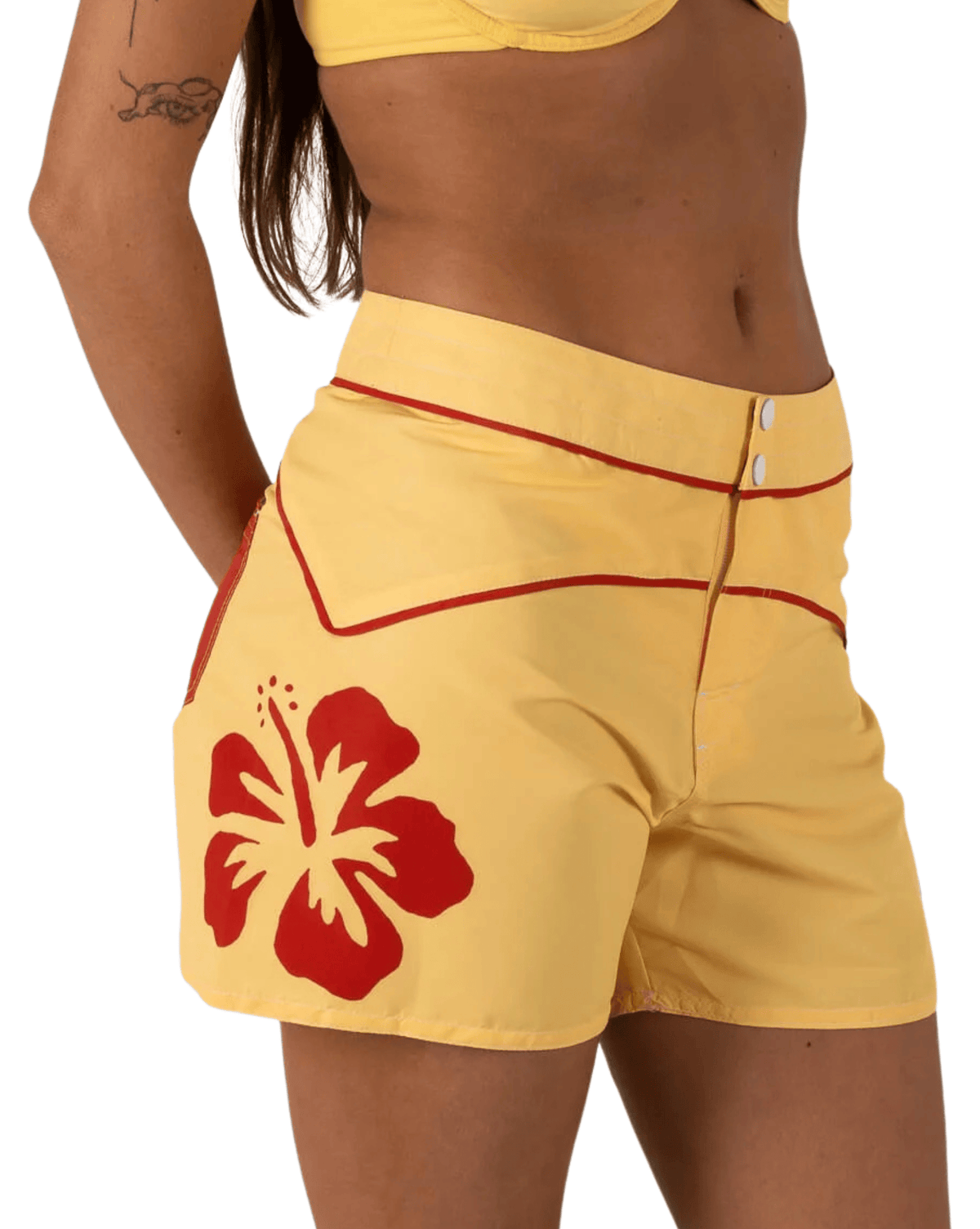 Inner Relm Womens Boardshorts Inner Relm Hibiscus Trunks - Yellow