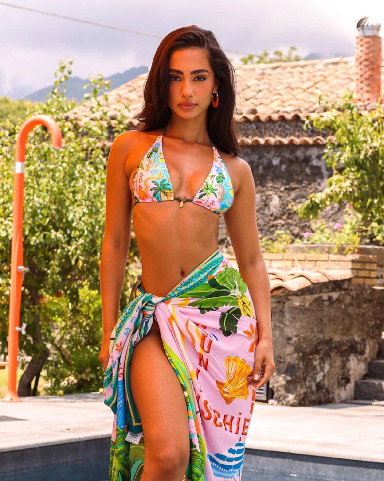 Kulani Kinis Classic Tie Halter Bikini Top - Sunlit Spritz