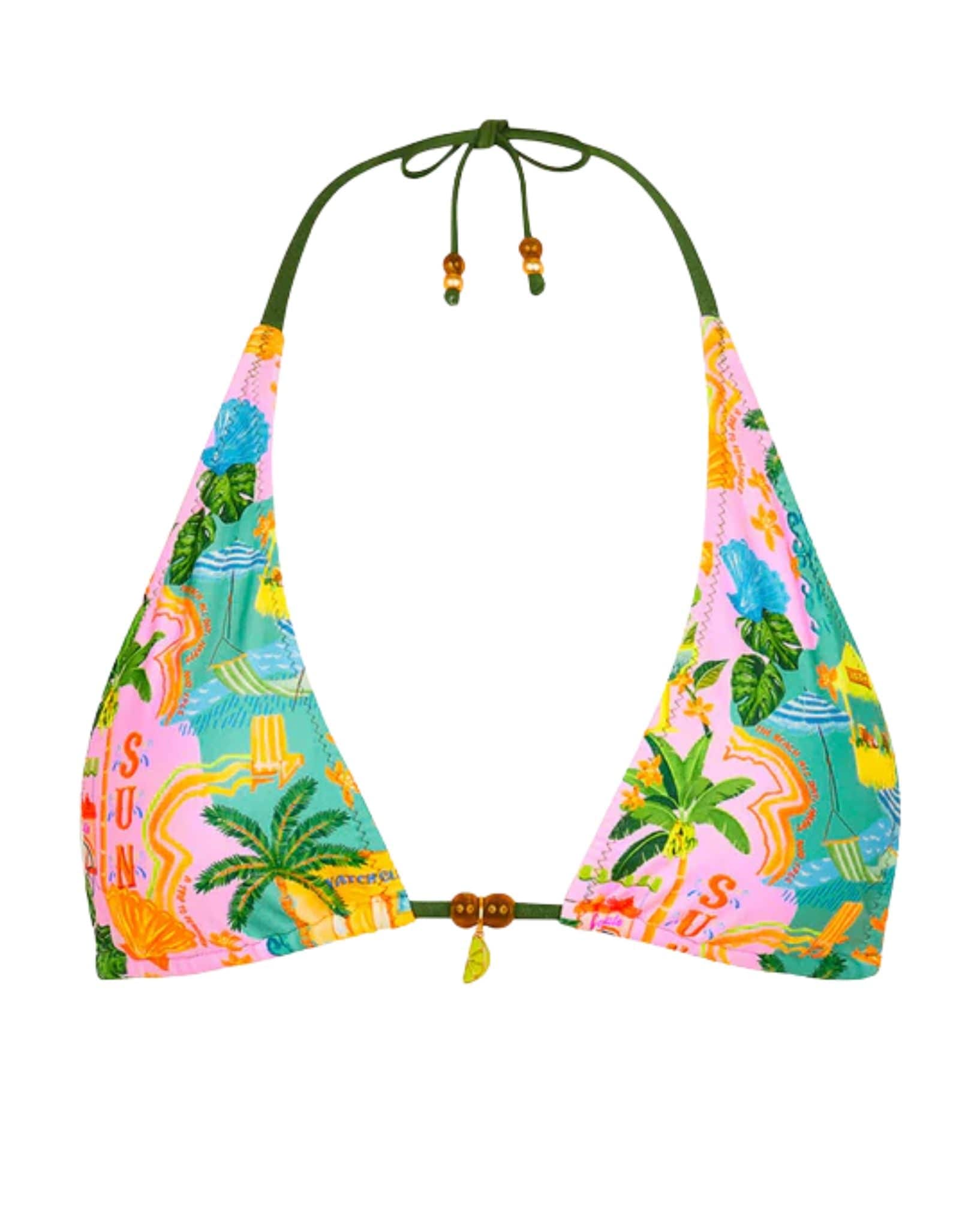 Kulani Kinis Classic Tie Halter Bikini Top - Sunlit Spritz