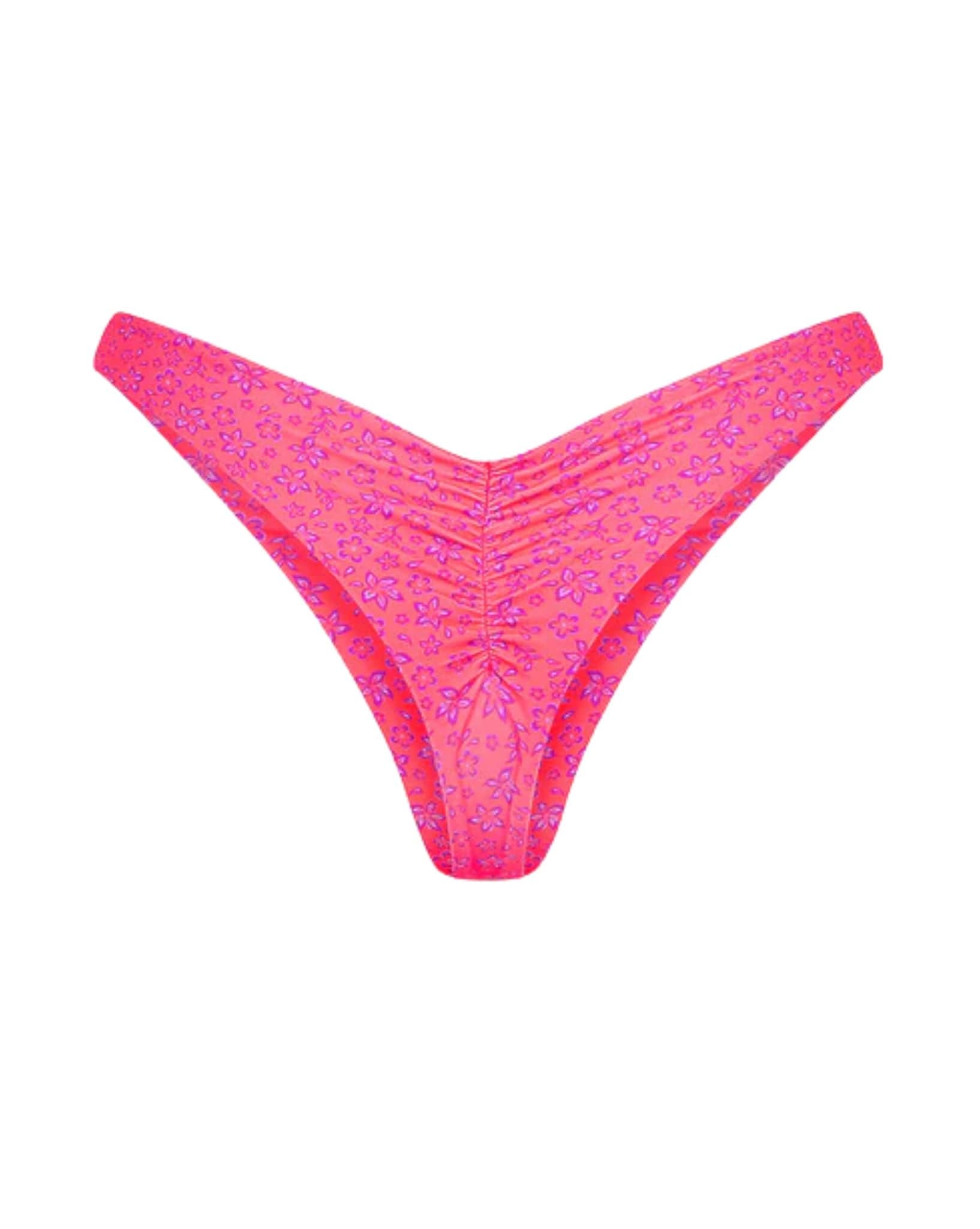 Kulani Kinis Gathered Deep V Thong Bikini Bottom - Kiss Me