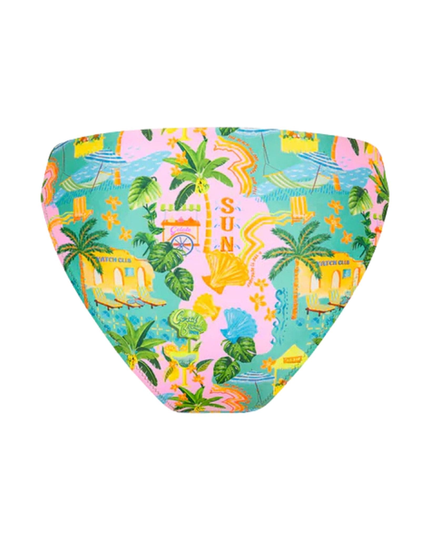 Kulani Kinis High Leg Full Vintage Bikini Bottom - Sunlit Spritz