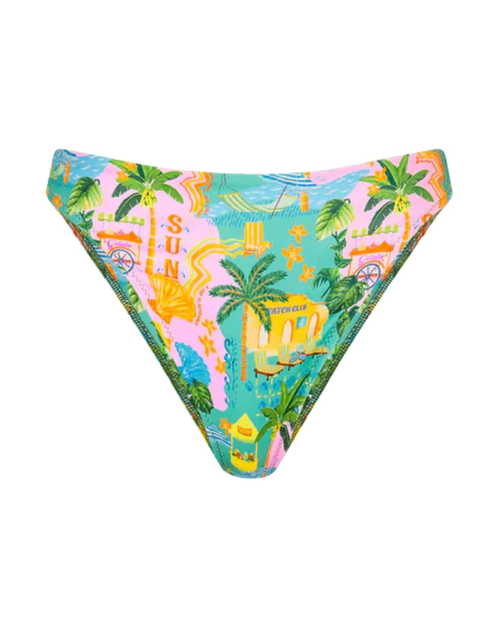 Kulani Kinis High Leg Full Vintage Bikini Bottom - Sunlit Spritz