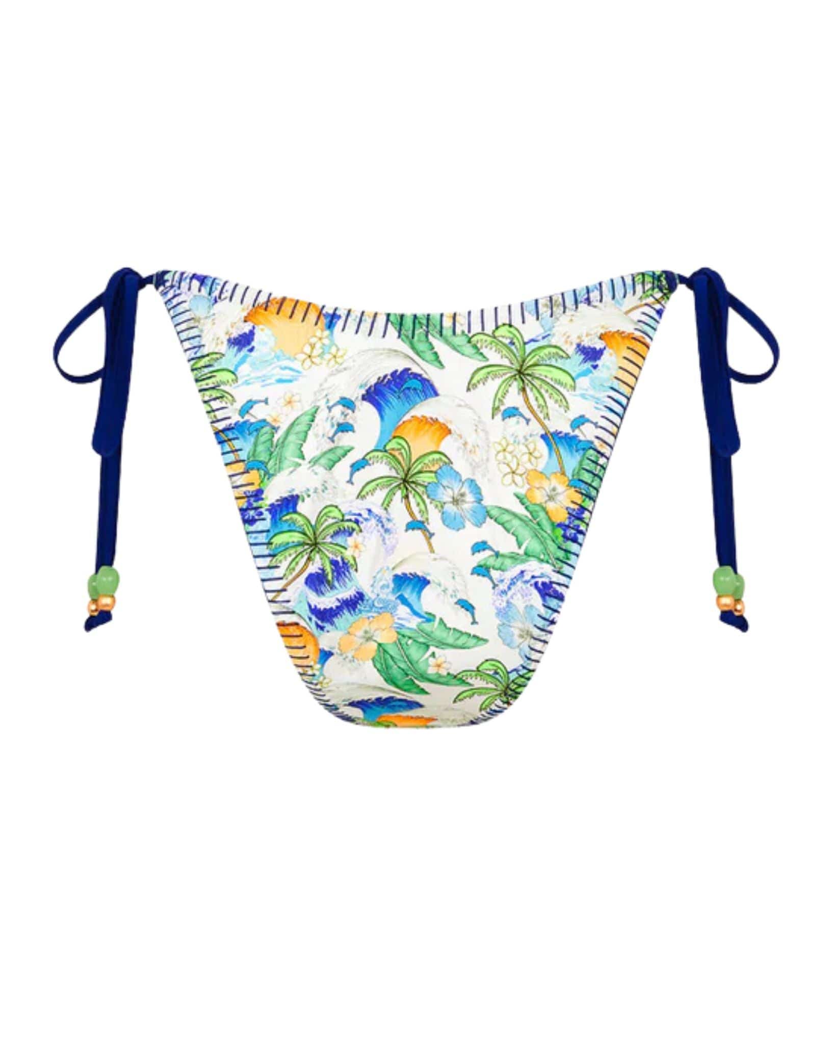 Kulani Kinis Lace Stitch Ring Tie Bikini Bottom - Blue Crush