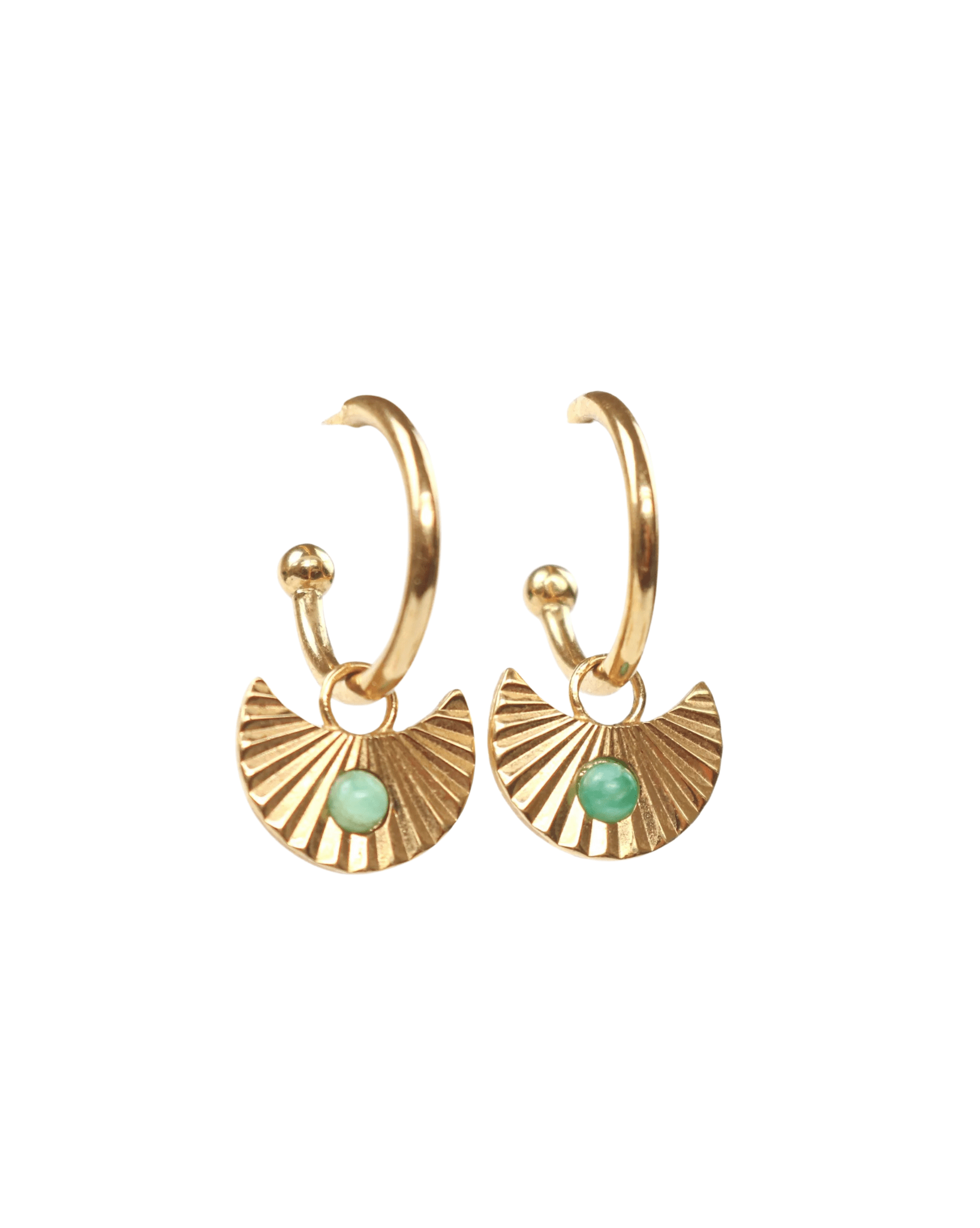 Love Lunamei Gold Moon Gazer Earrings with Green Amazonite
