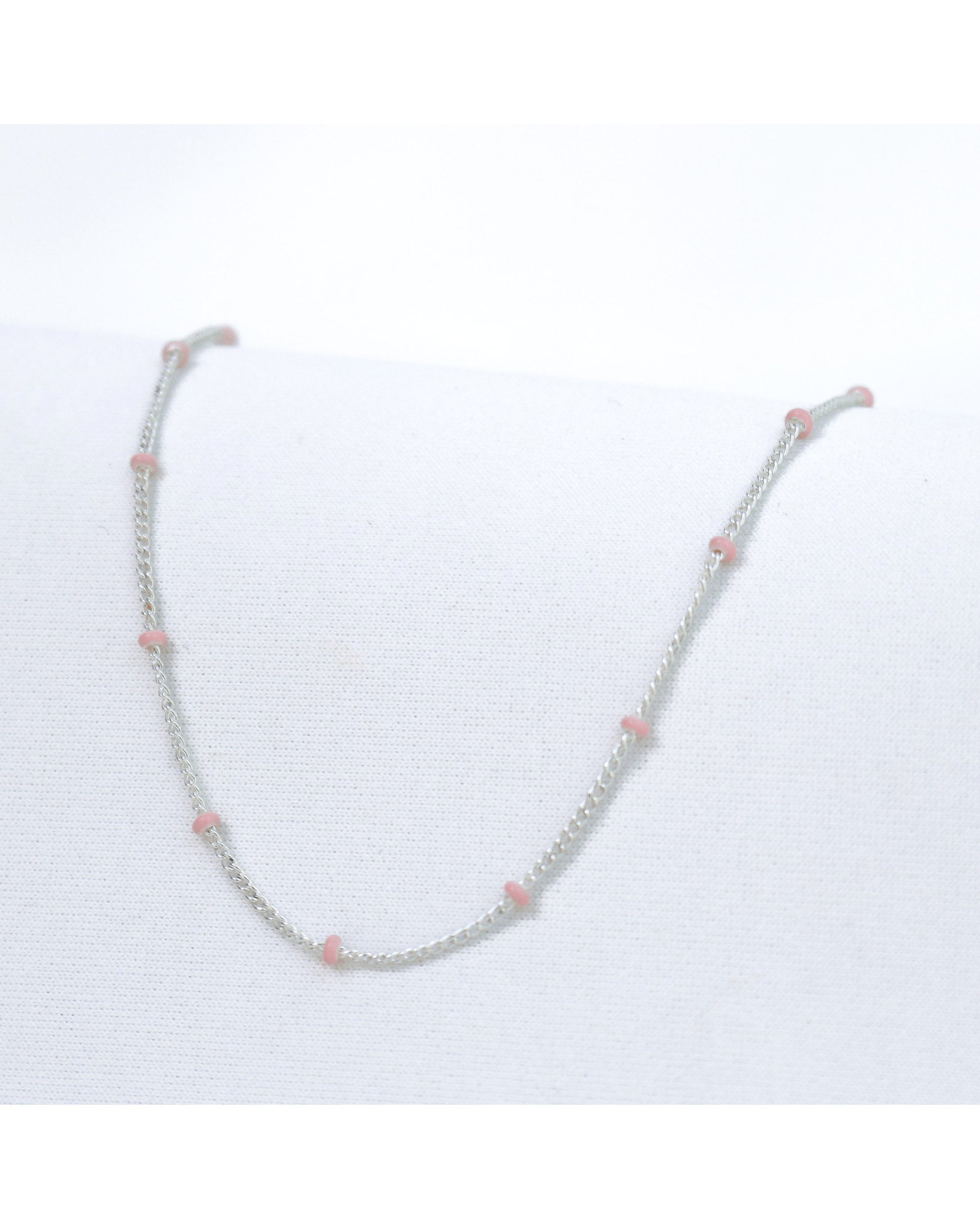 Love Lunamei Layer Me Necklace - Silver I Blush Pink