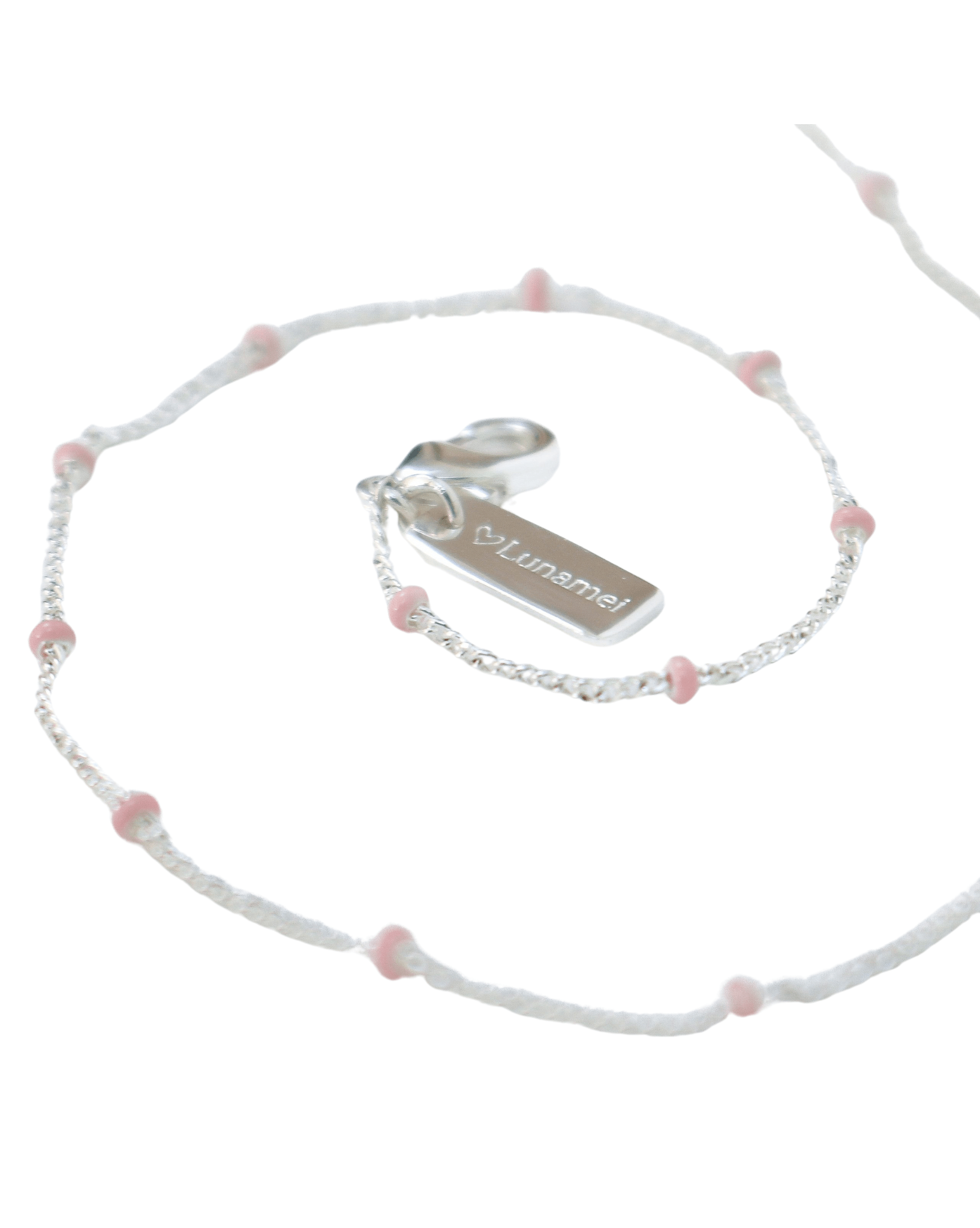 Love Lunamei Layer Me Necklace - Silver I Blush Pink