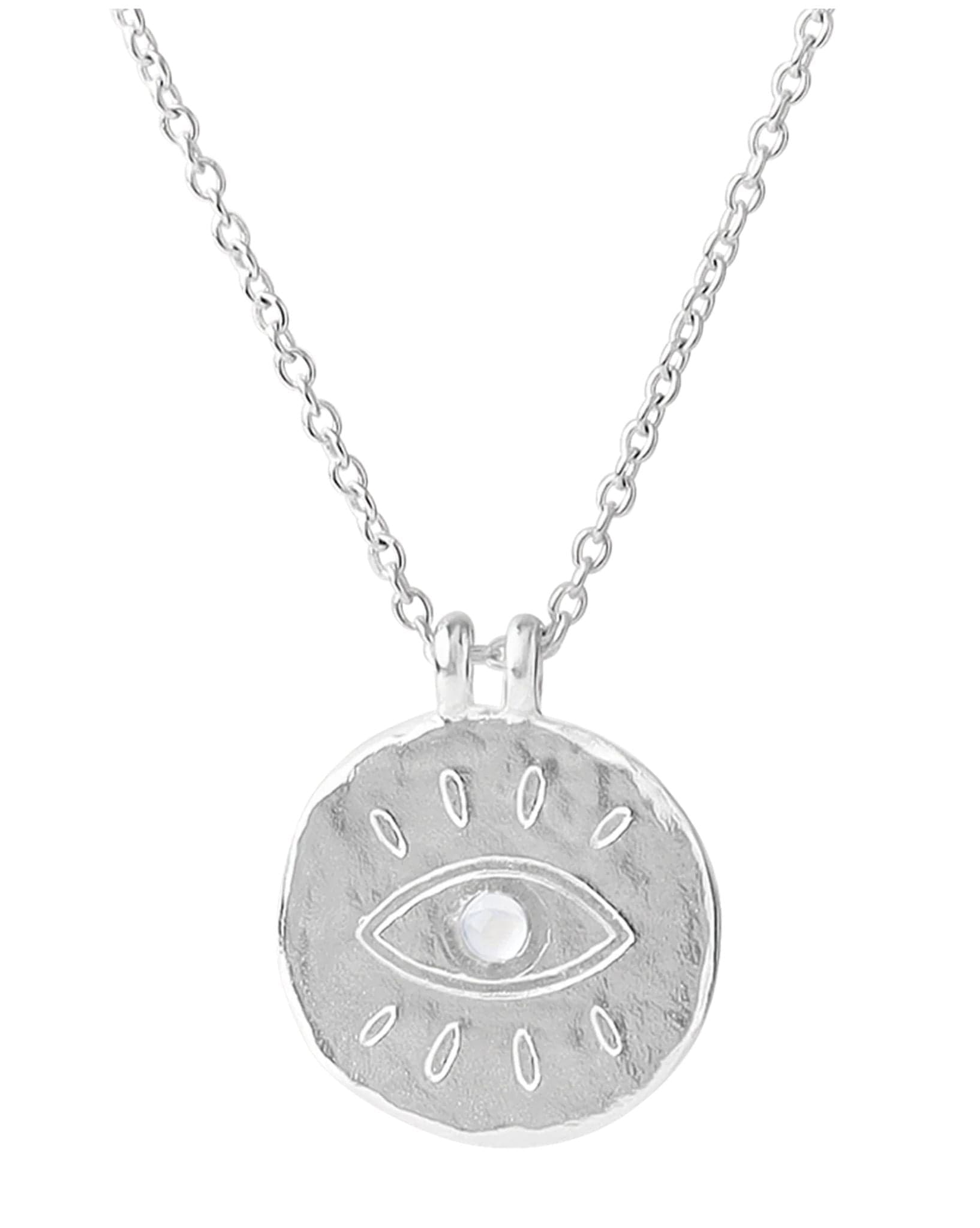 Midsummer Star All Seeing Eye Hand Carved with Rainbow Moonstone